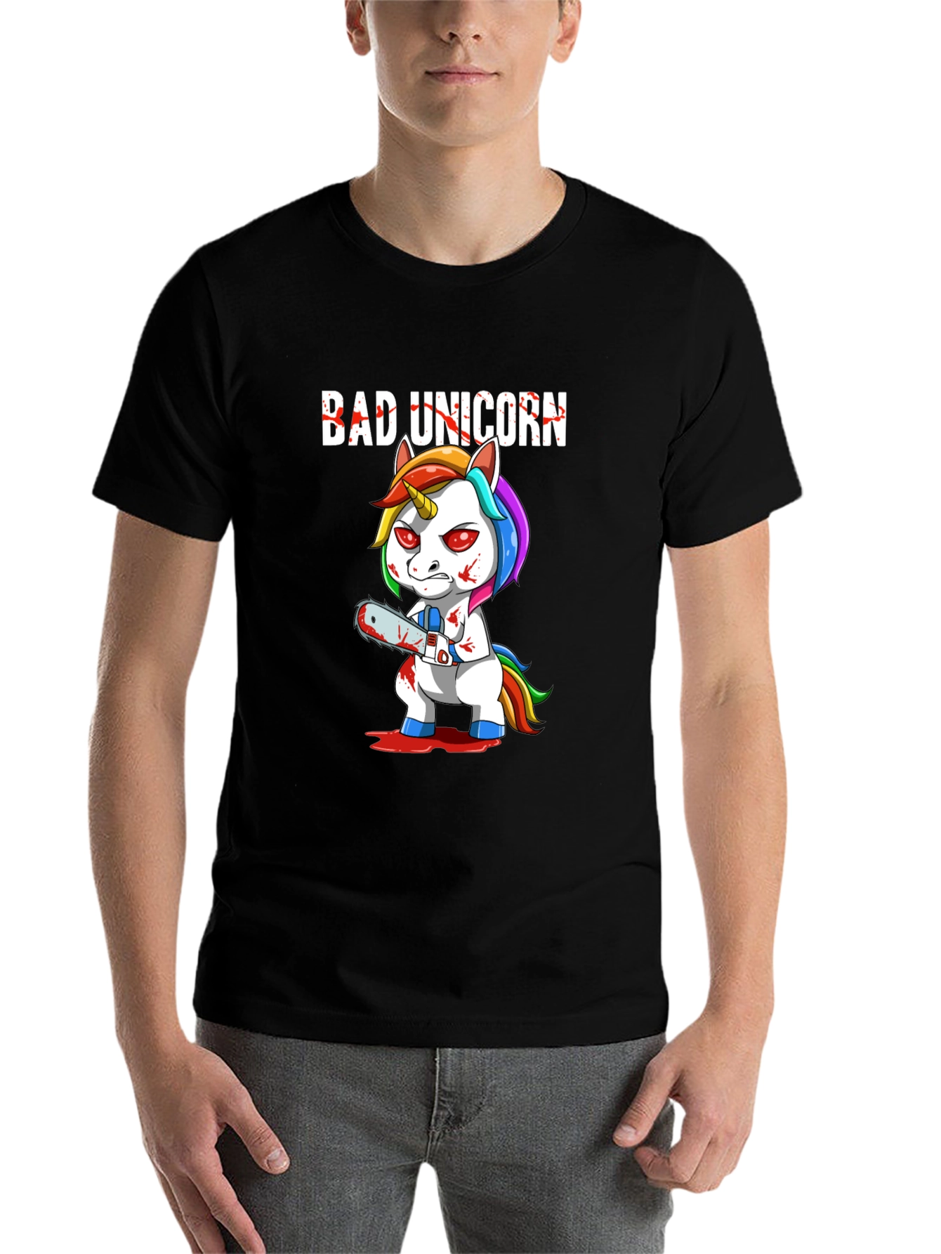 Black Bad Unicorn Graphic T-Shirt - Dark Humor Tee view 7