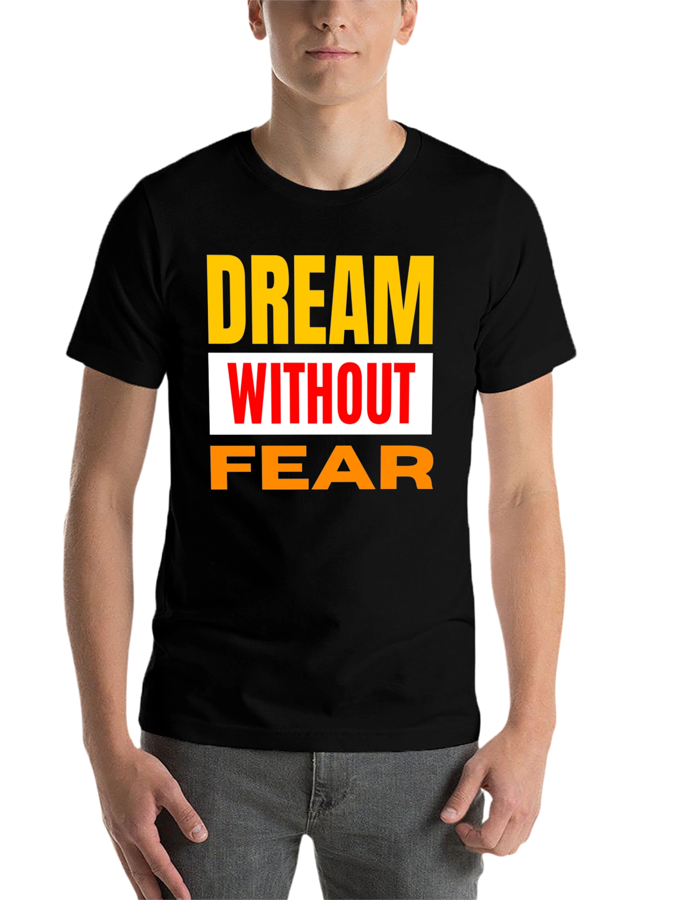 Black Dream Without Fear Black Graphic T-Shirt view 7