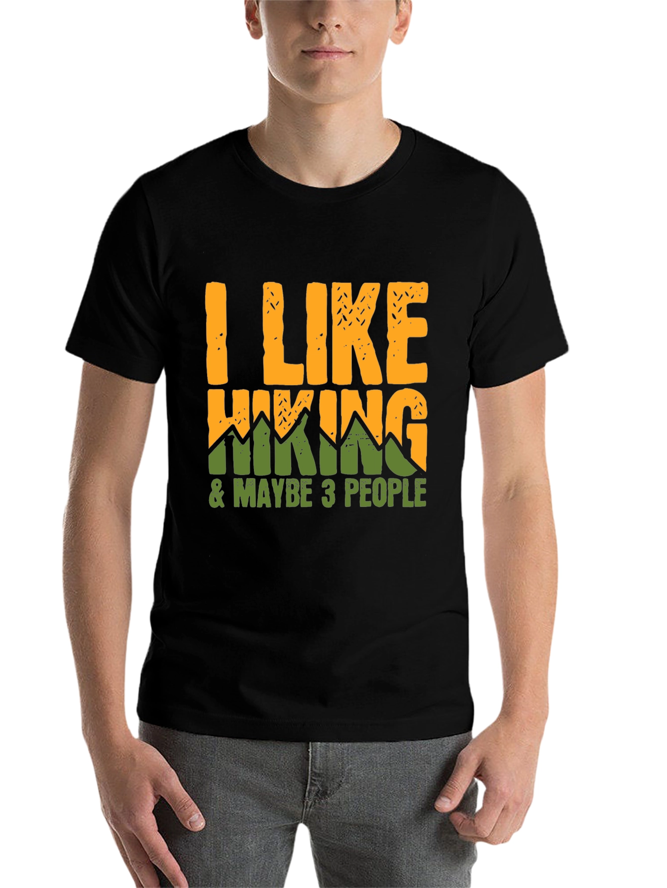 Black I Like Hiking & Maybe 3 People T-Shirt view 7