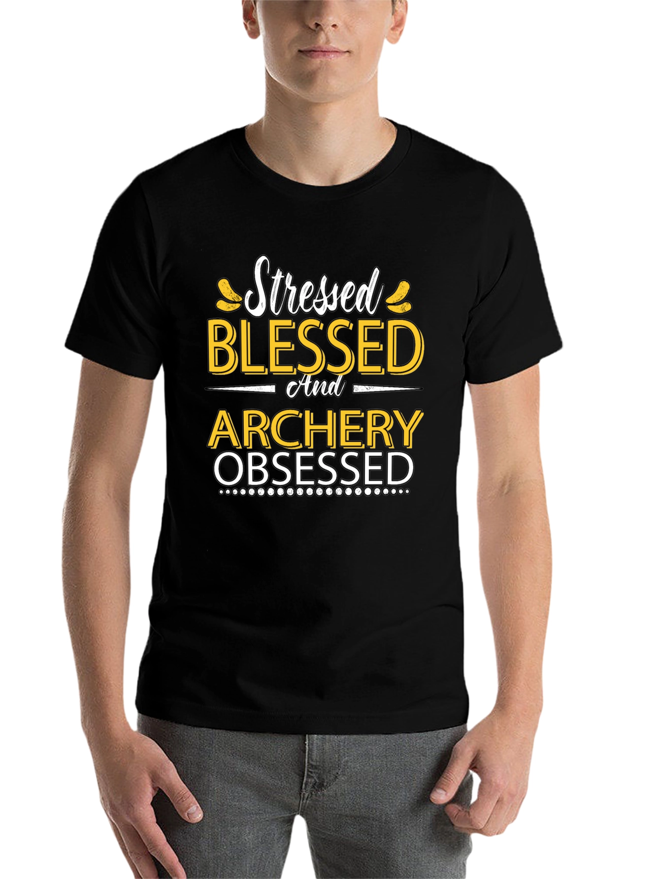 Black Stressed Blessed Archery Obsessed Graphic Tee view 7
