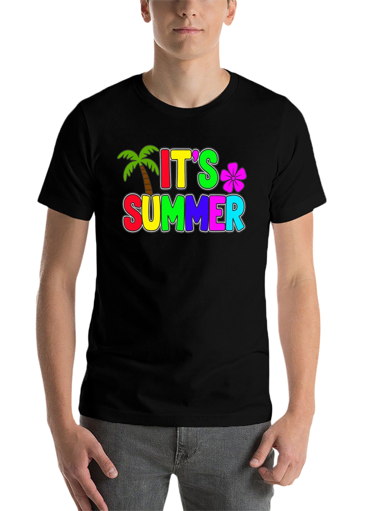 Black It's Summer Black T-Shirt view 7