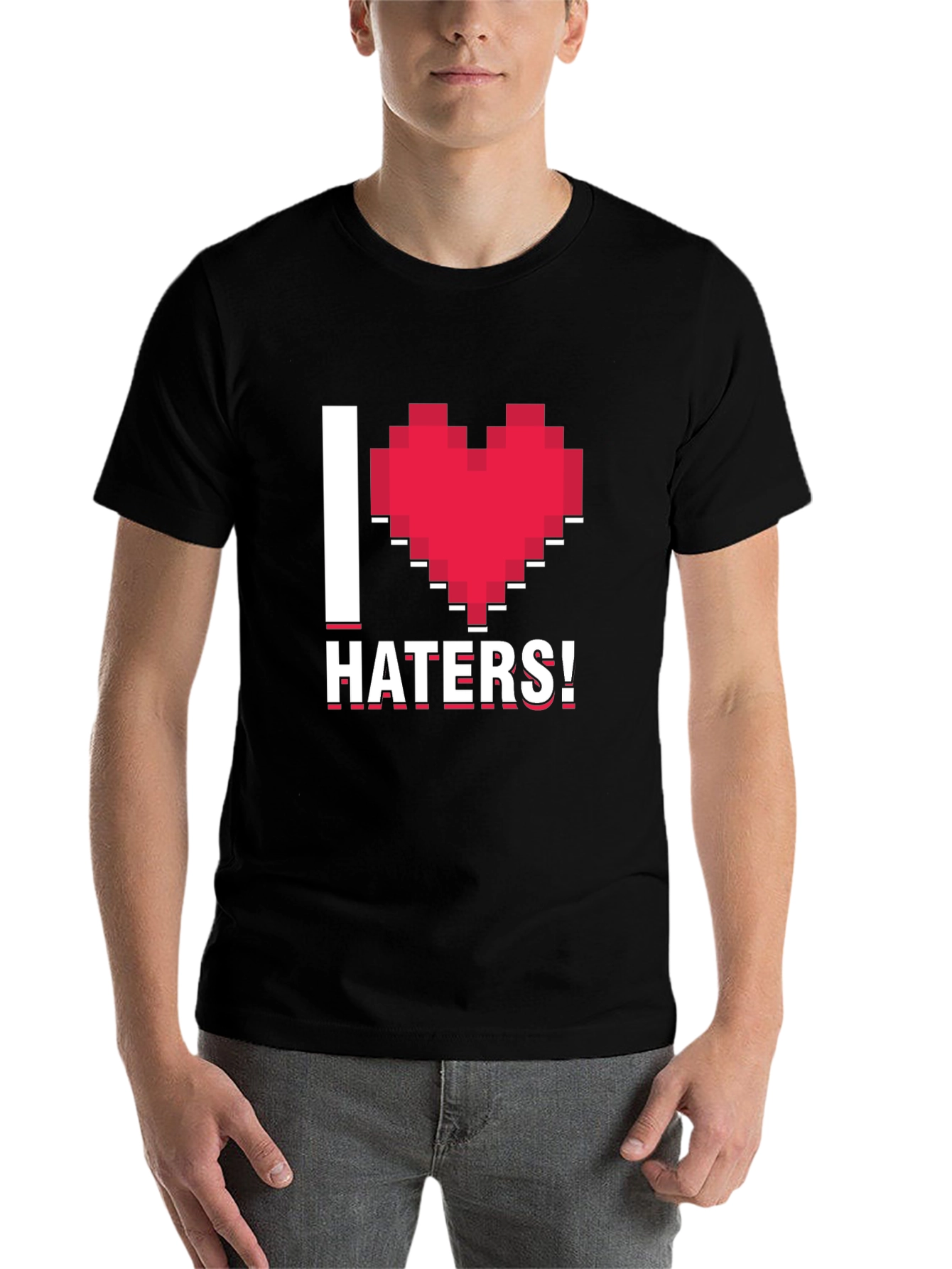 Black I Heart Haters Pixel Graphic Tee view 7
