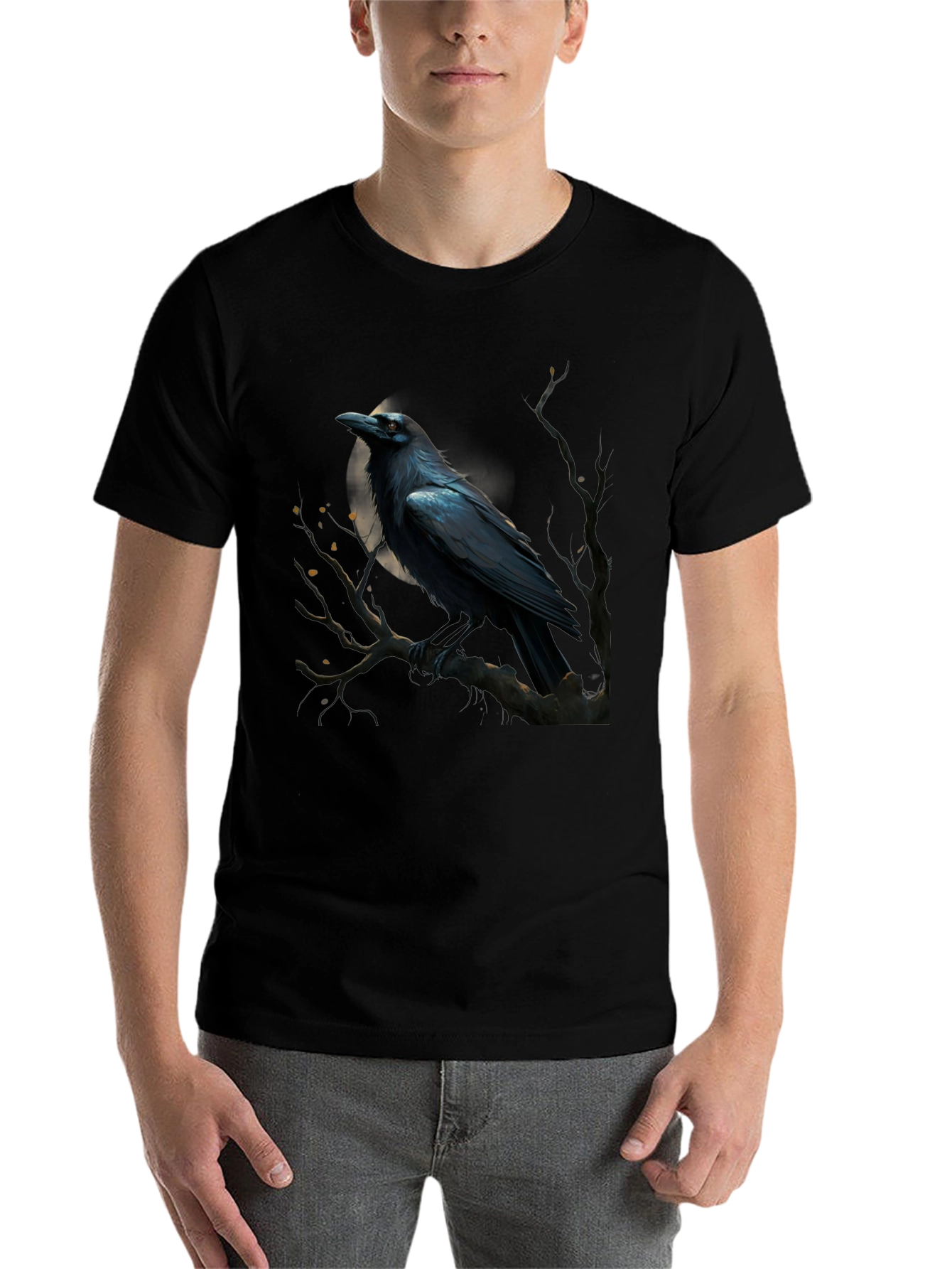 Black Raven Graphic T-Shirt - Men's Black Tee view 7