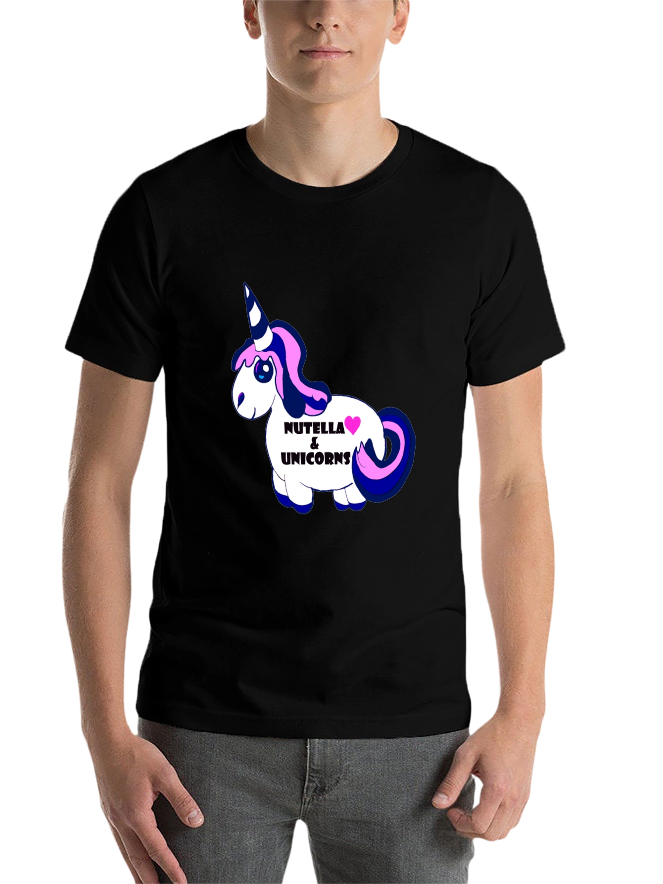 Black Nutella & Unicorns Graphic Black T-Shirt view 7