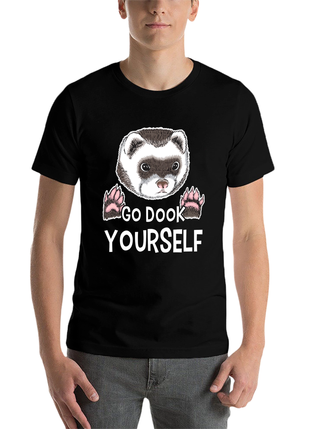 Black Go Dook Yourself Ferret T-Shirt view 7