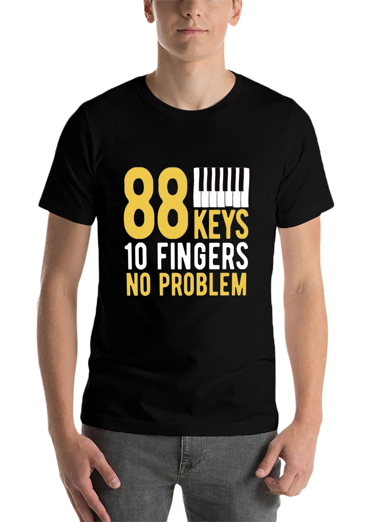 Black 88 Keys, 10 Fingers, No Problem Black T-Shirt view 7