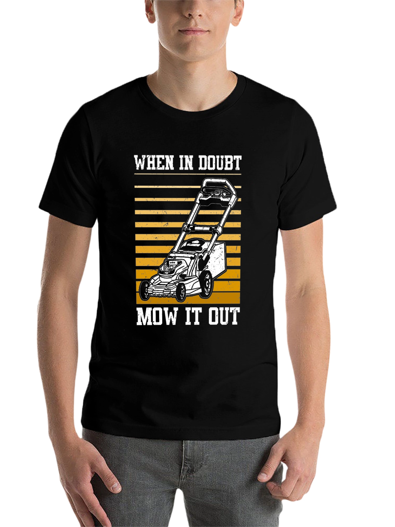 Black When In Doubt Mow It Out T-Shirt view 7