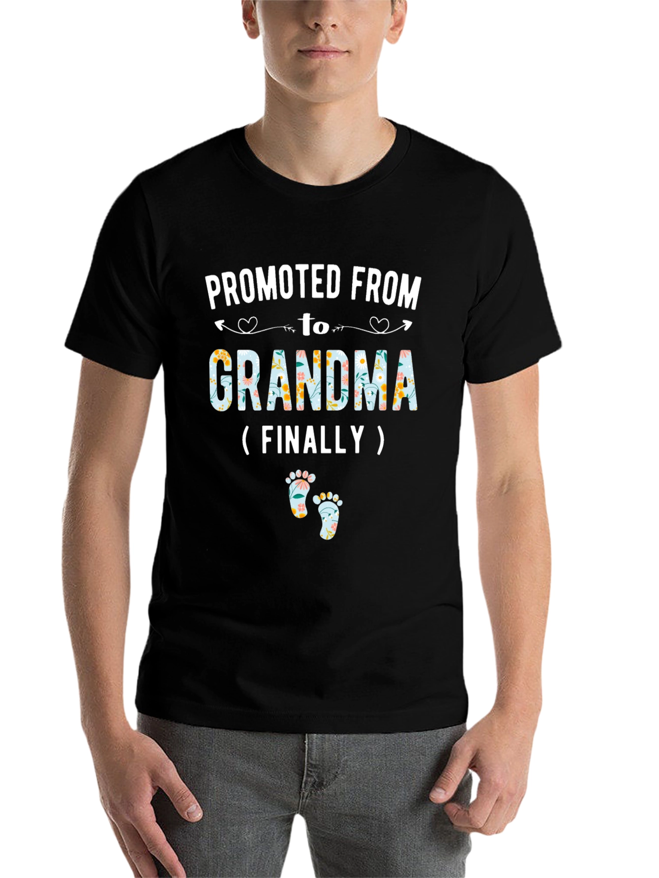 Black Promoted to Grandma Floral T-Shirt view 7