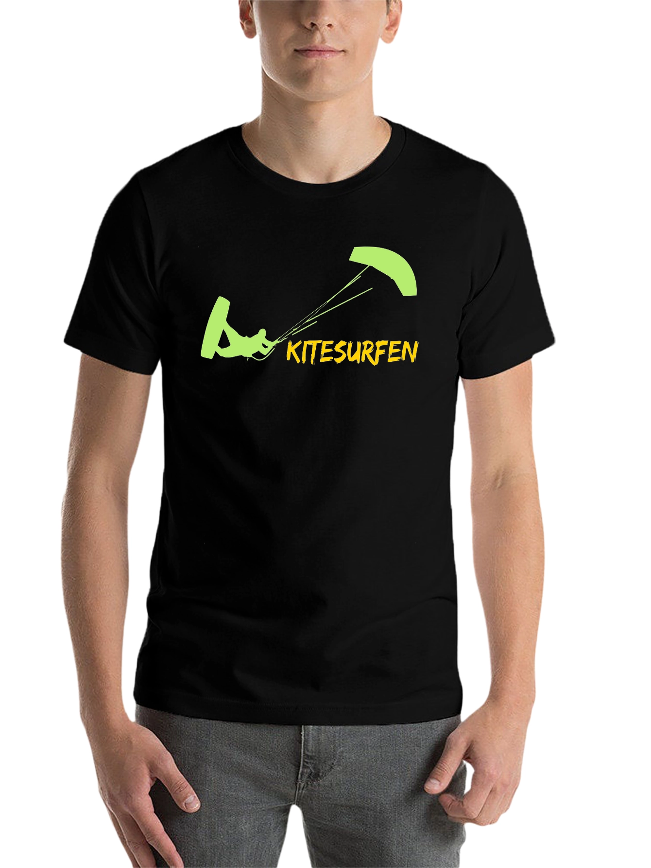 Black Kitesurfen Graphic Tee - Black Cotton T-Shirt view 7