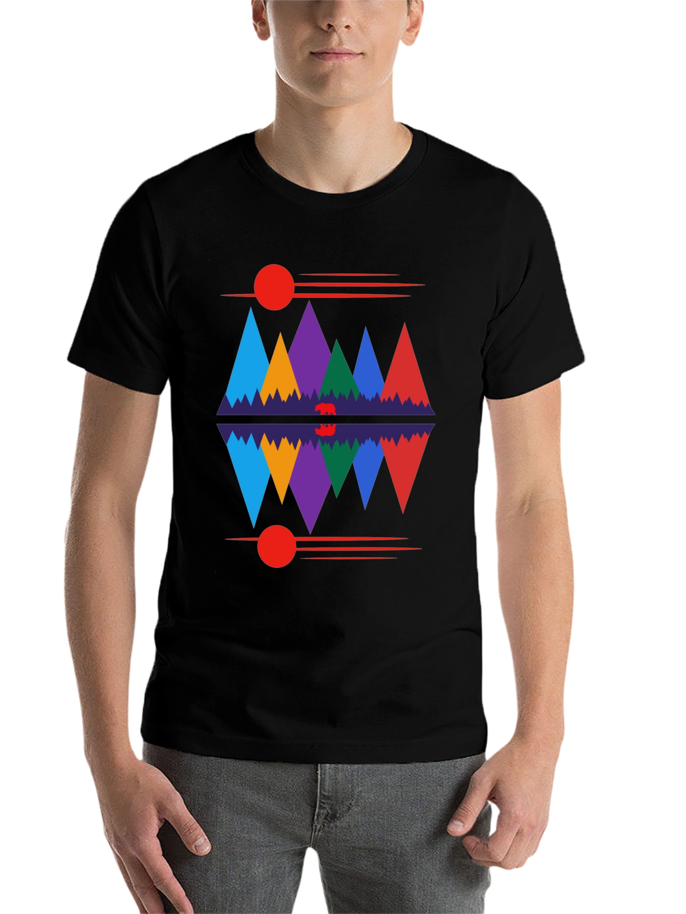 Black Geometric Mountain Range Graphic Tee view 7