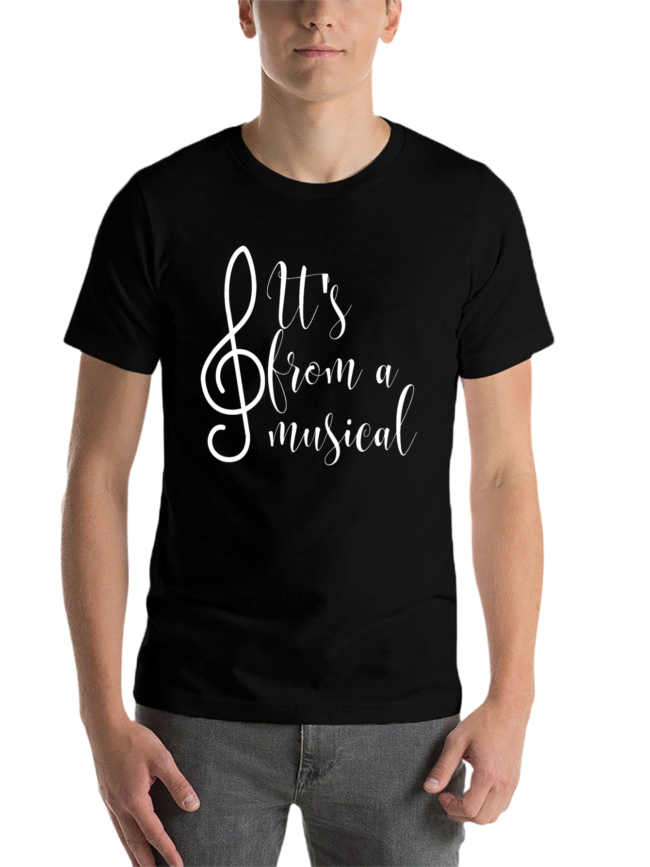 Black Musical T-Shirt - Treble Clef Design view 7