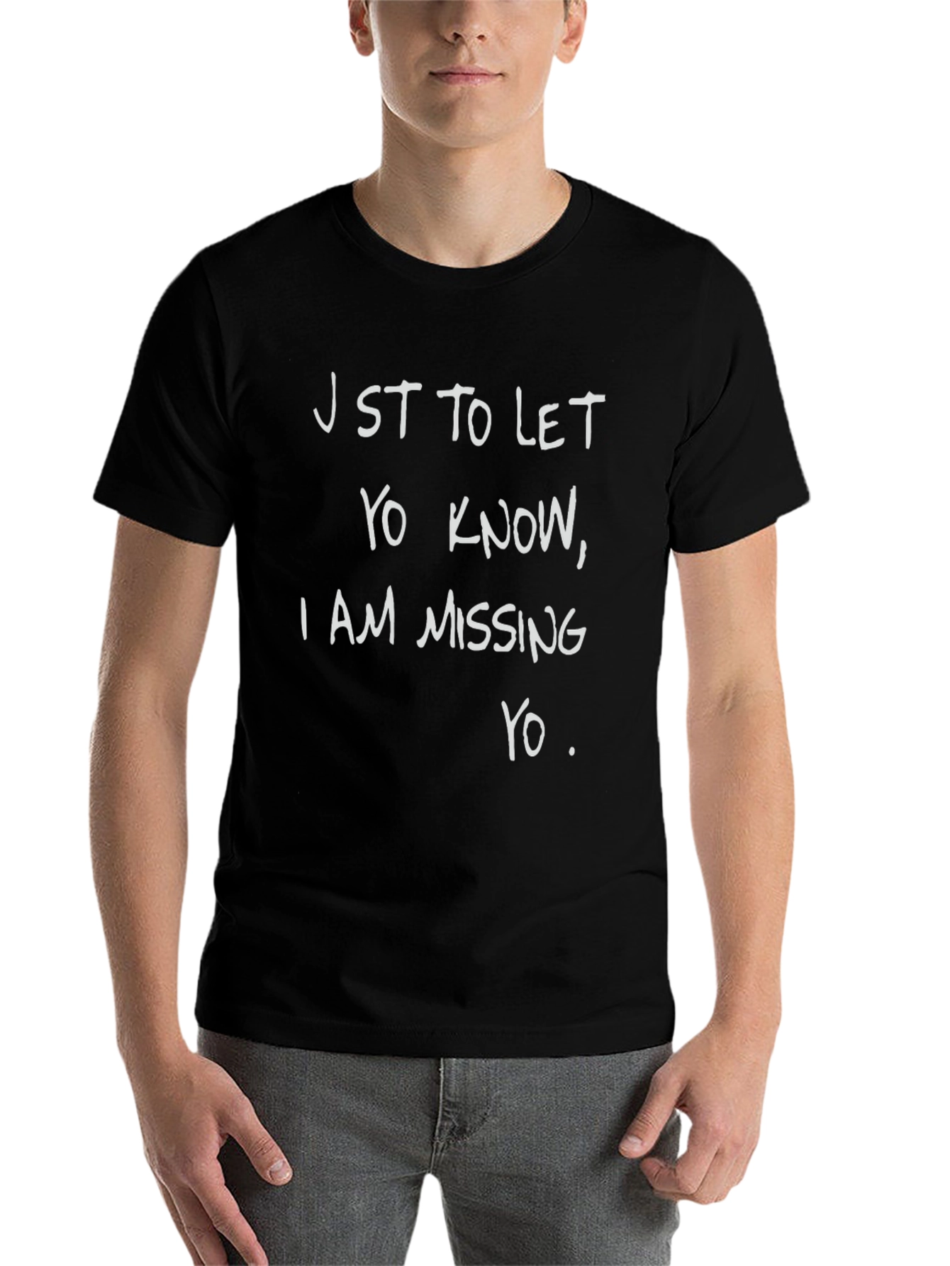 Black Missing You Graphic T-Shirt - Black Crew Neck Tee view 7