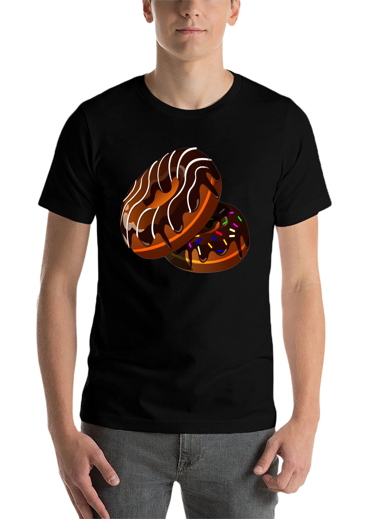 Black Donut Design Black T-Shirt view 7