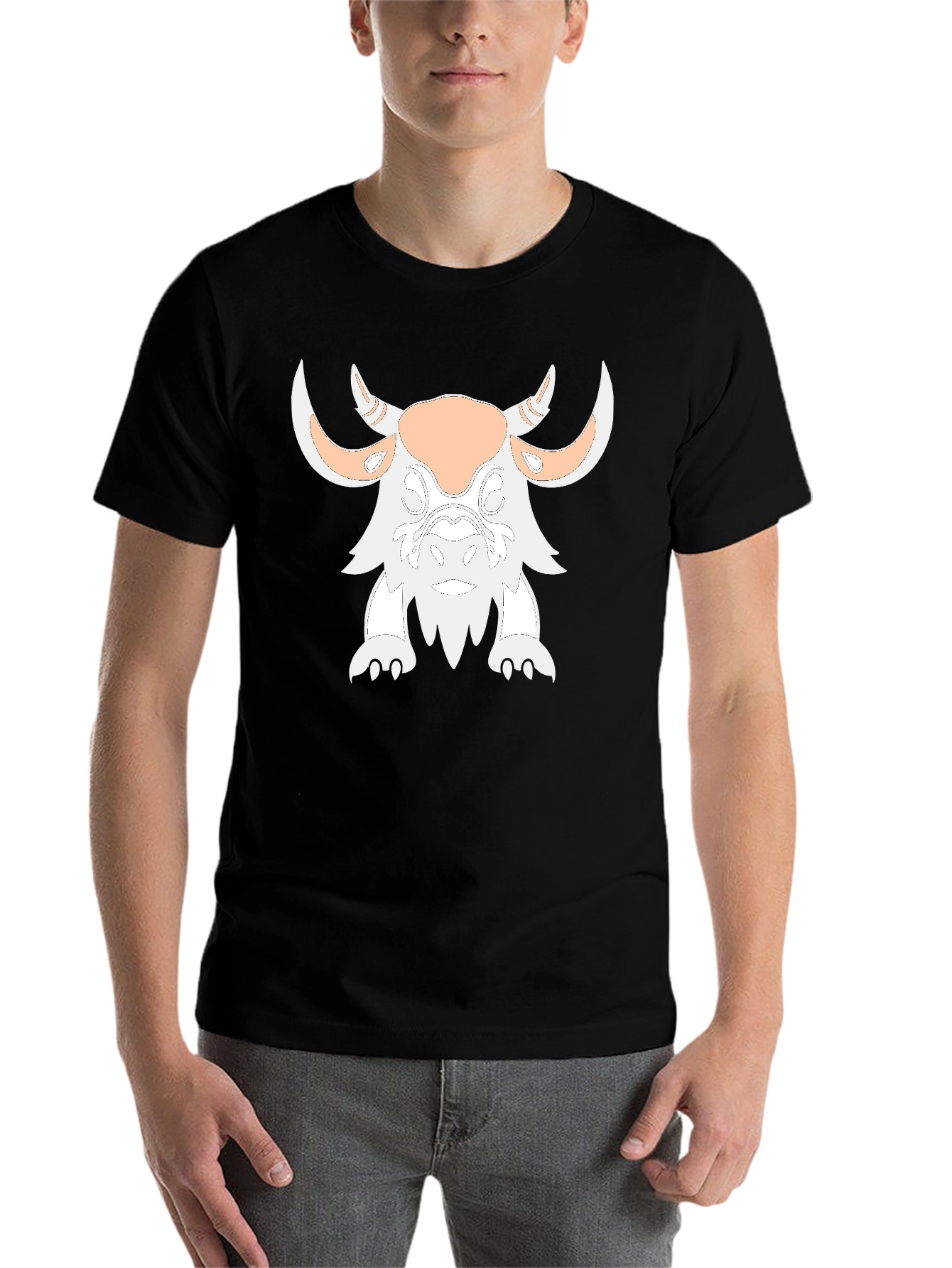 Black Cool Black T-Shirt with Bull Graphic view 7