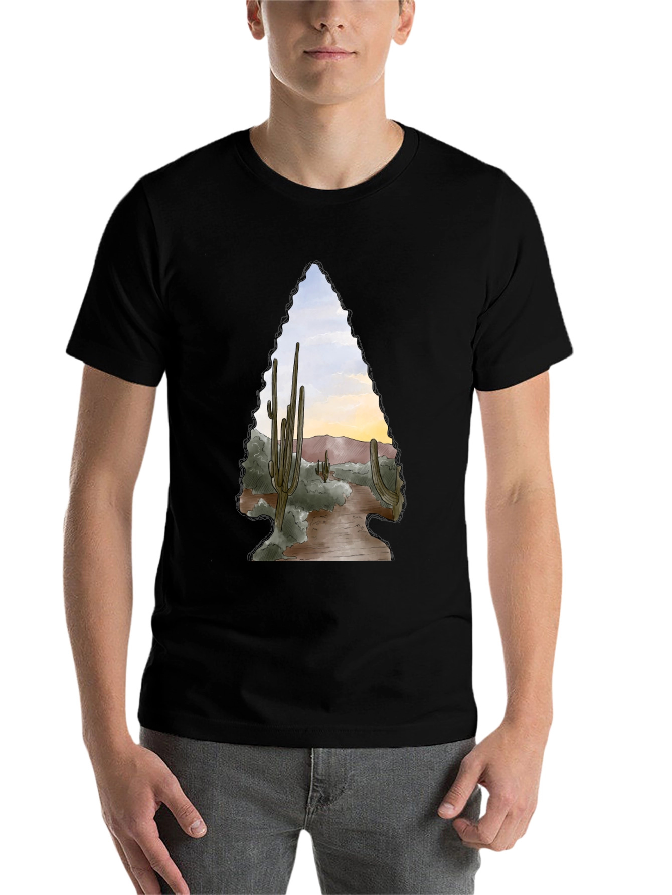 Black Desert Arrowhead Graphic Tee - Black Cotton Blend view 7