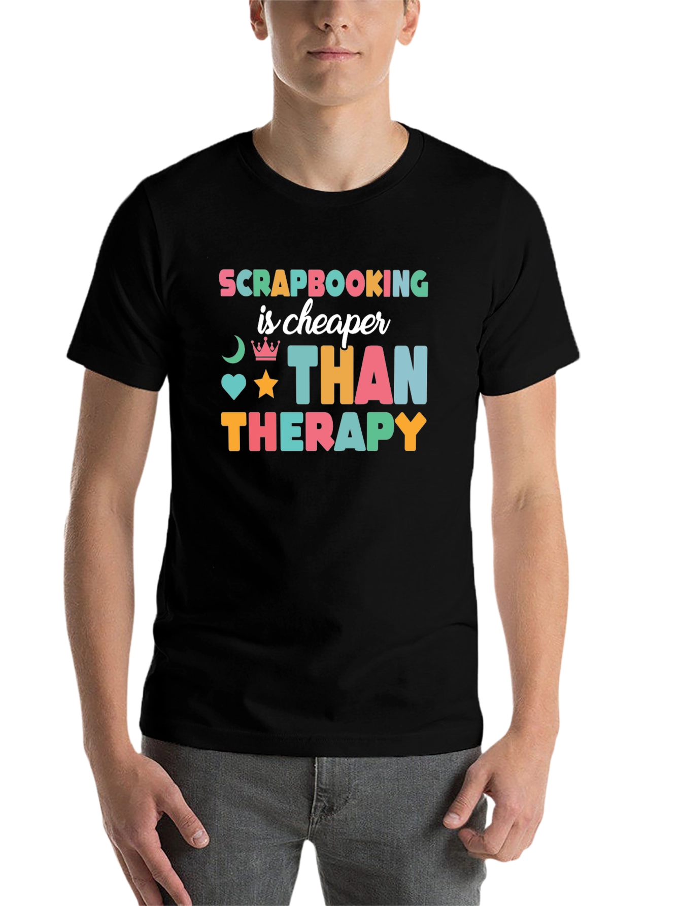 Black Scrapbooking is Cheaper Than Therapy T-Shirt view 7