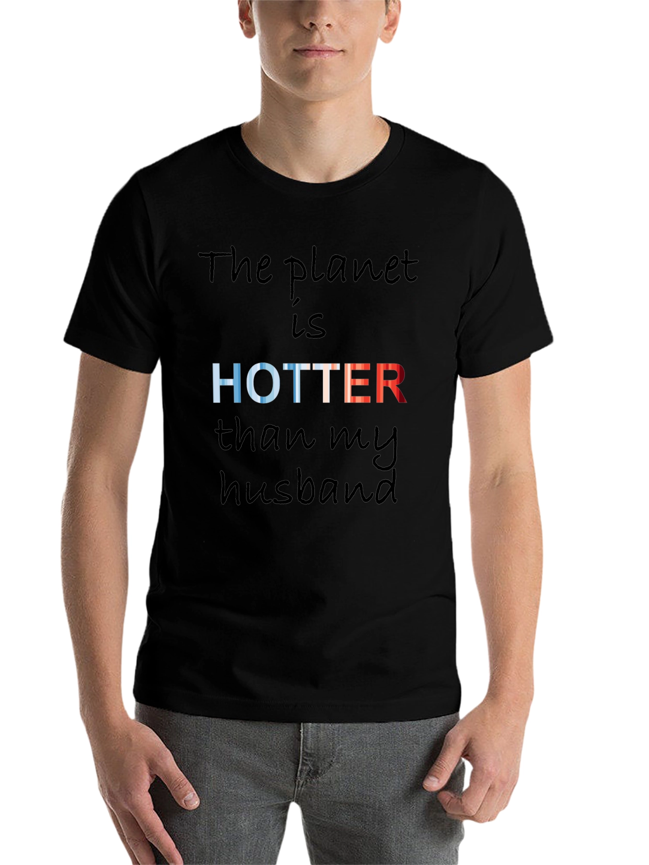 Black Hotter Than My Husband Climate Change T-Shirt view 7