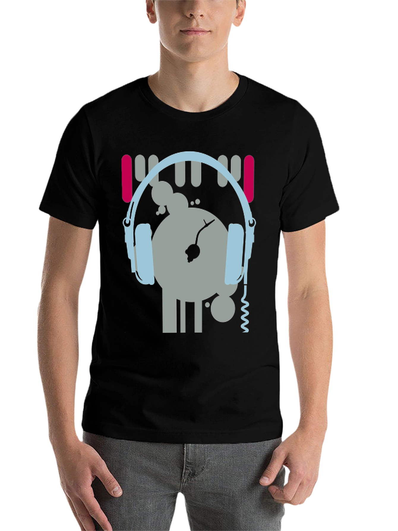 Black DJ Graphic Tee - Music Lover's Black T-Shirt view 7
