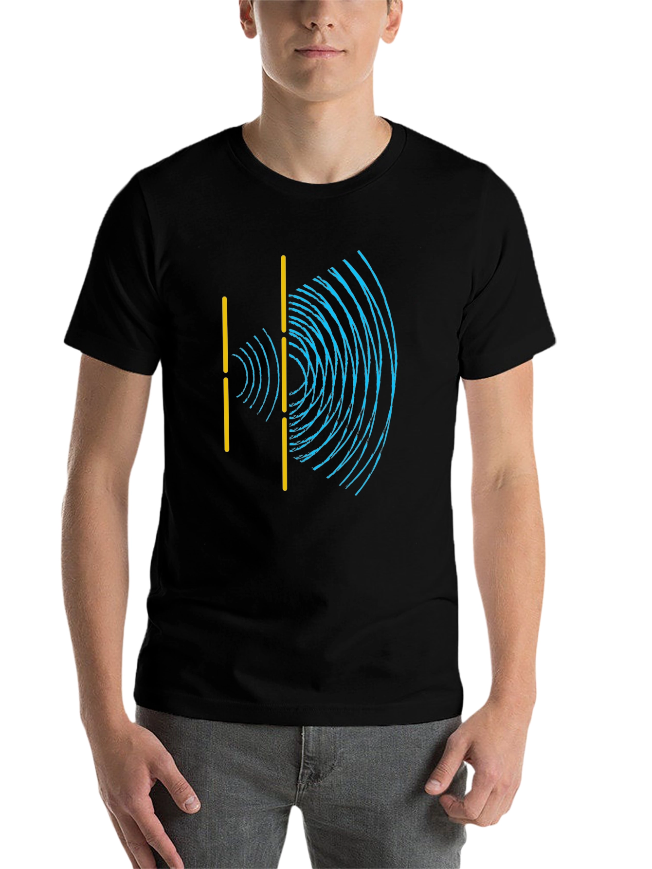 Black Wave Interference Black T-Shirt - Science Physics Tee view 7