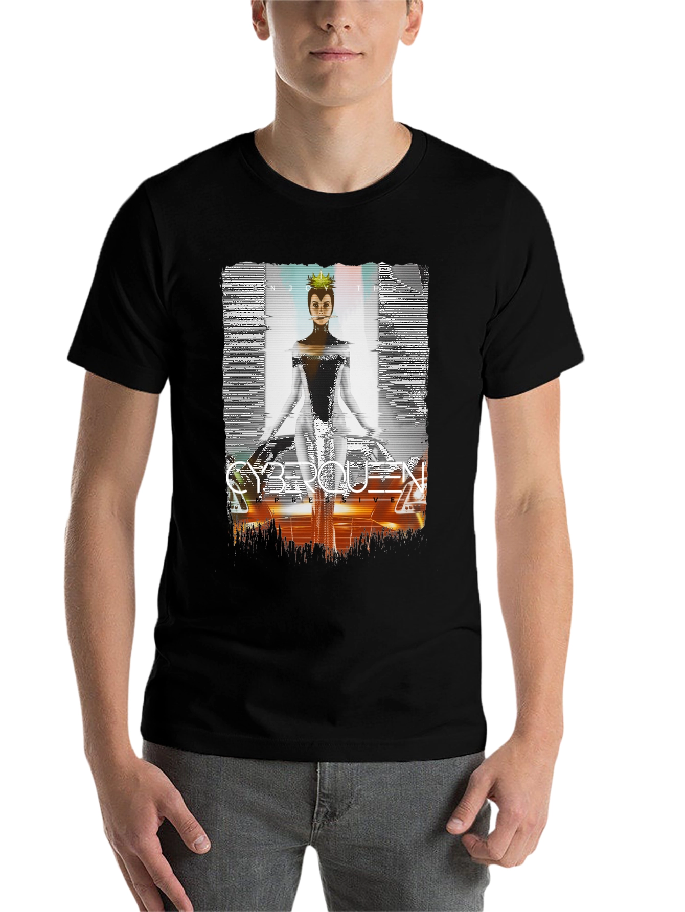 Black Cyberqueen Graphic T-Shirt - Modern Streetwear view 7