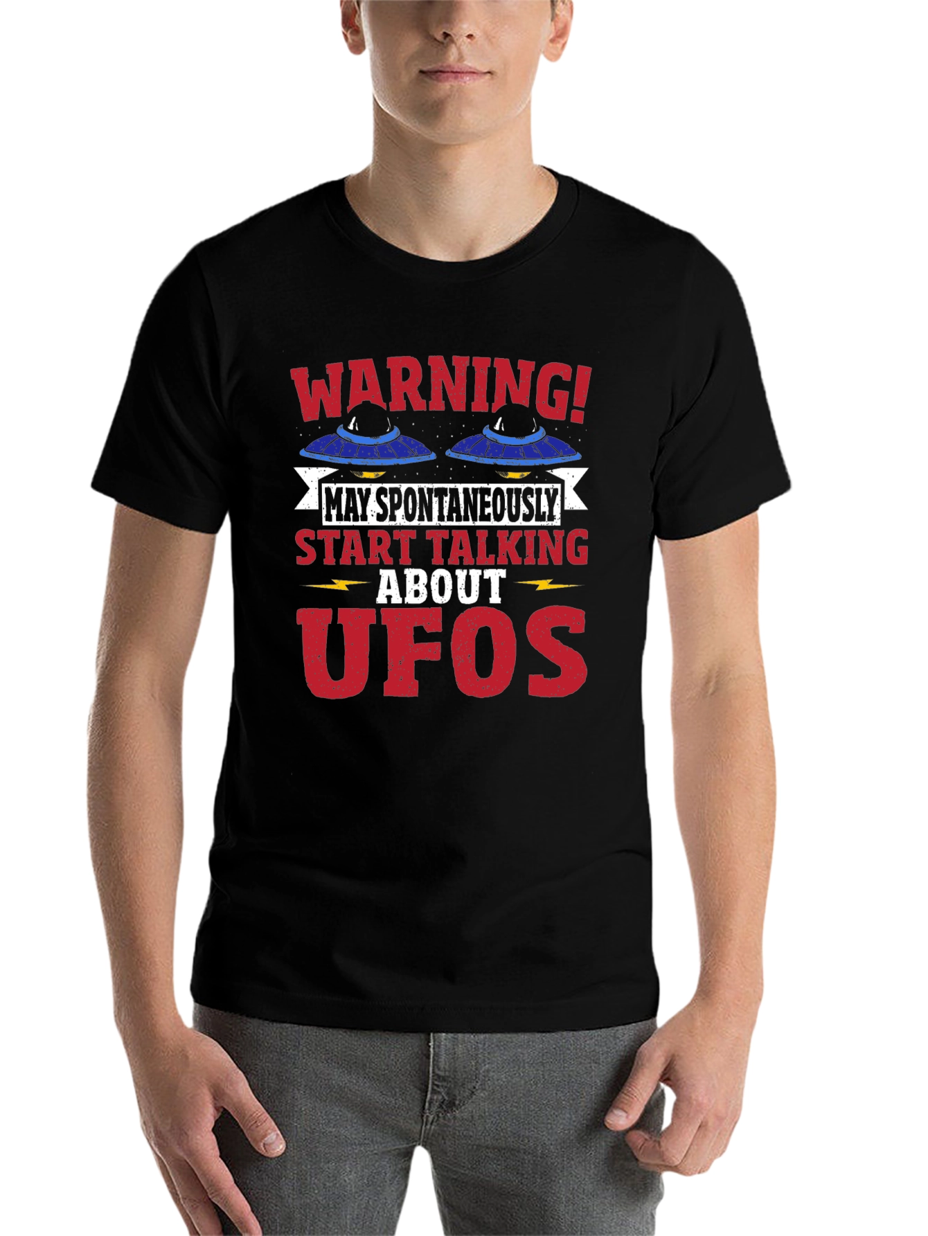Black UFO Conversation Starter Graphic Tee view 7