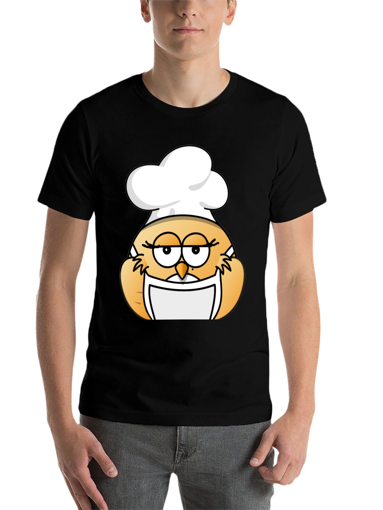 Black Chef Owl Graphic Tee - Black Cotton Blend view 7