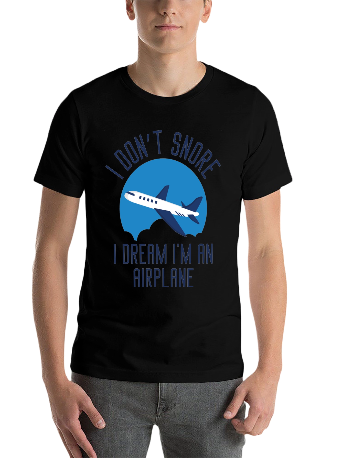 Black Funny Snoring Airplane T-Shirt view 7