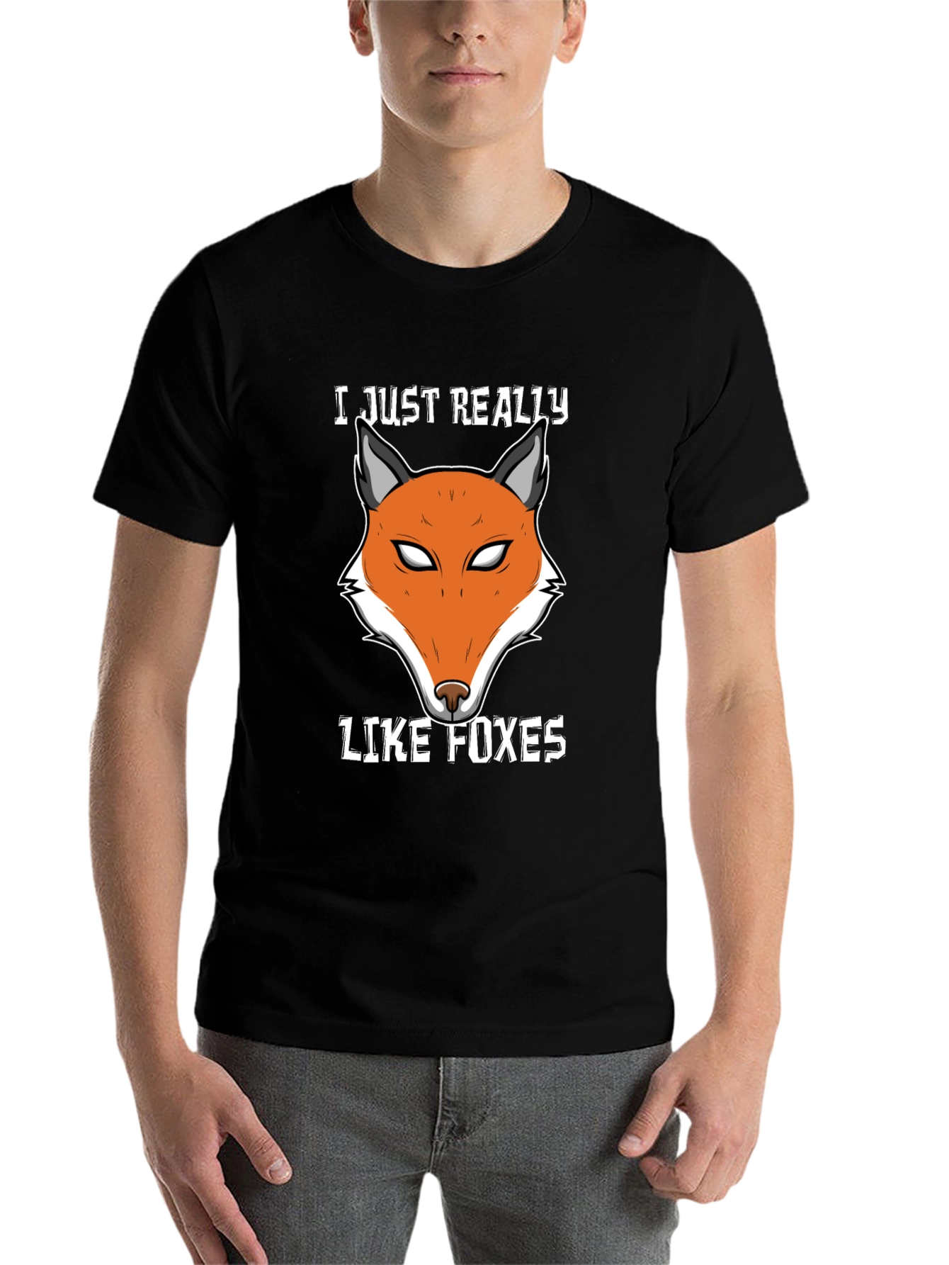 Black Fox Lover T-Shirt | Cute Fox Face Design view 7