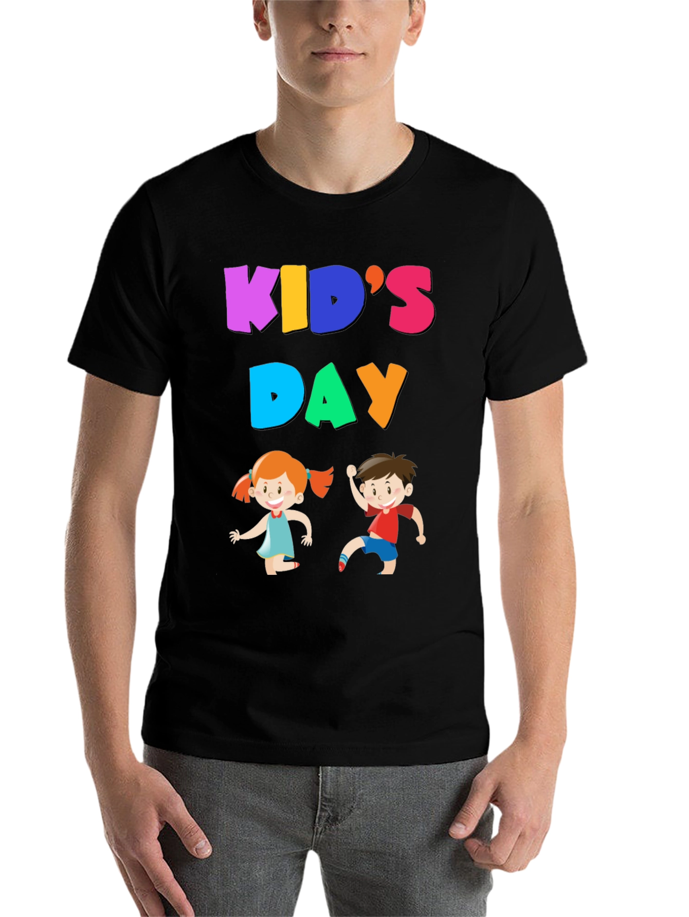Black Colorful Kid's Day T-Shirt view 7