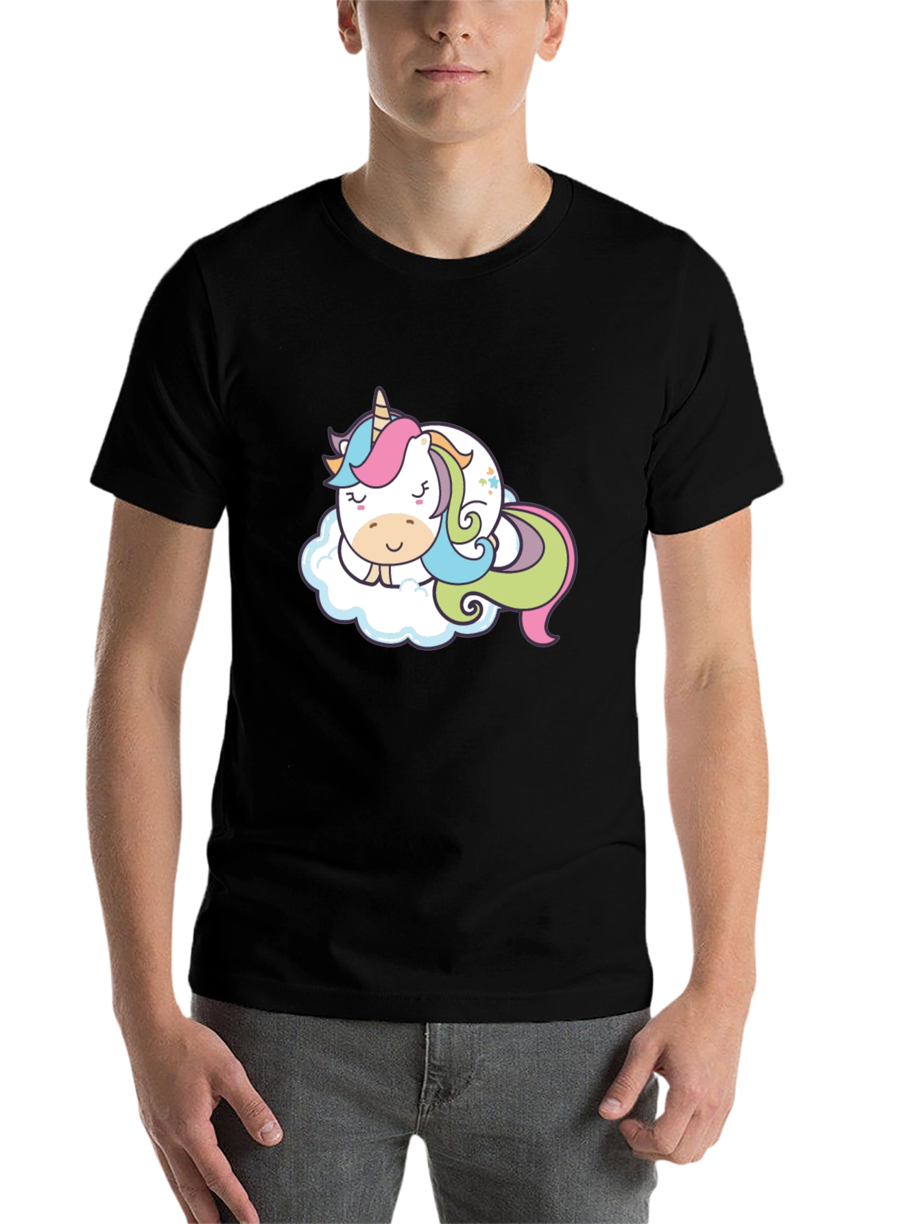 Black Unicorn Cloud Nap Graphic Tee - Black view 7