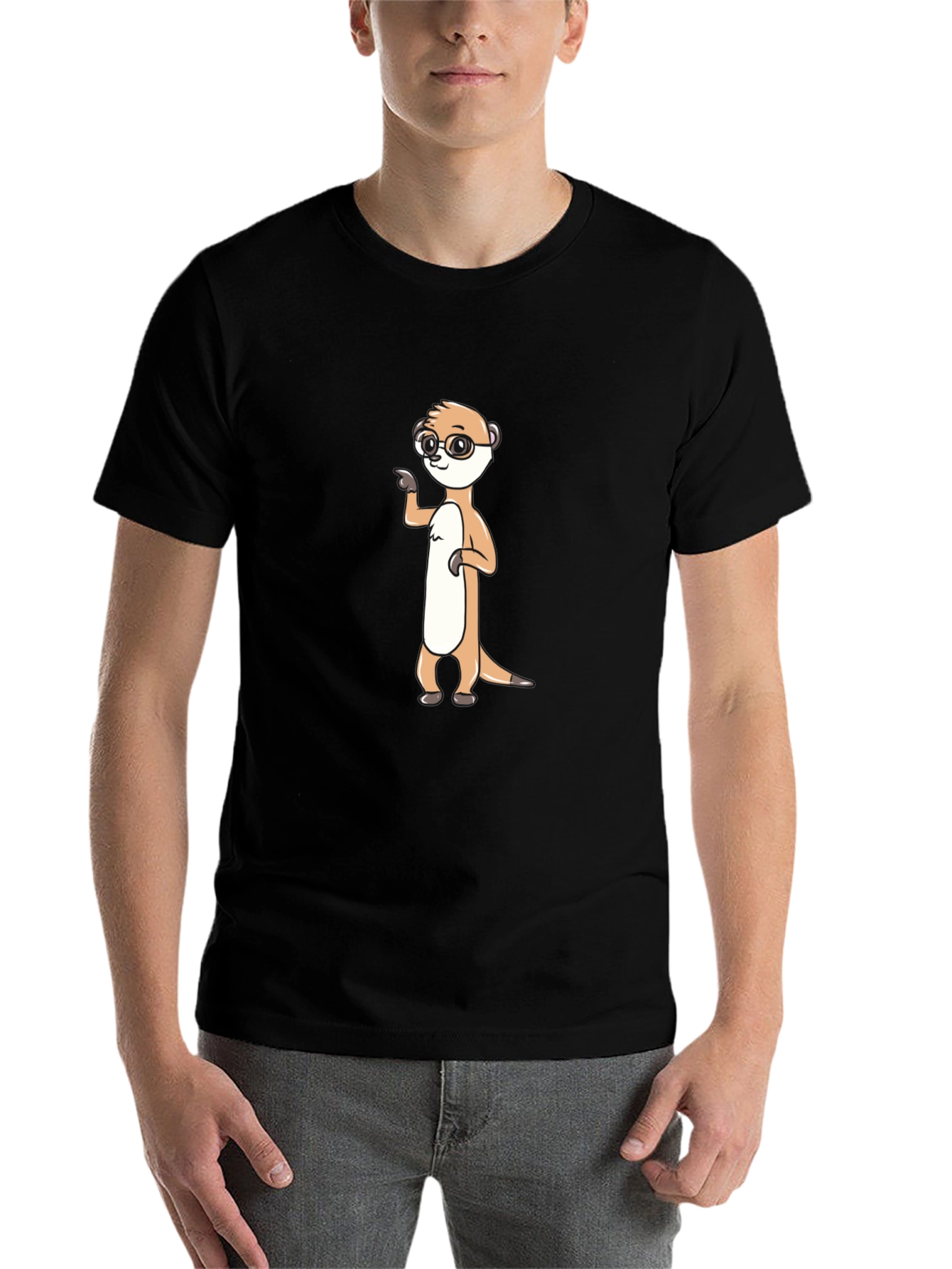 Black Meerkat Wearing Glasses T-Shirt view 7