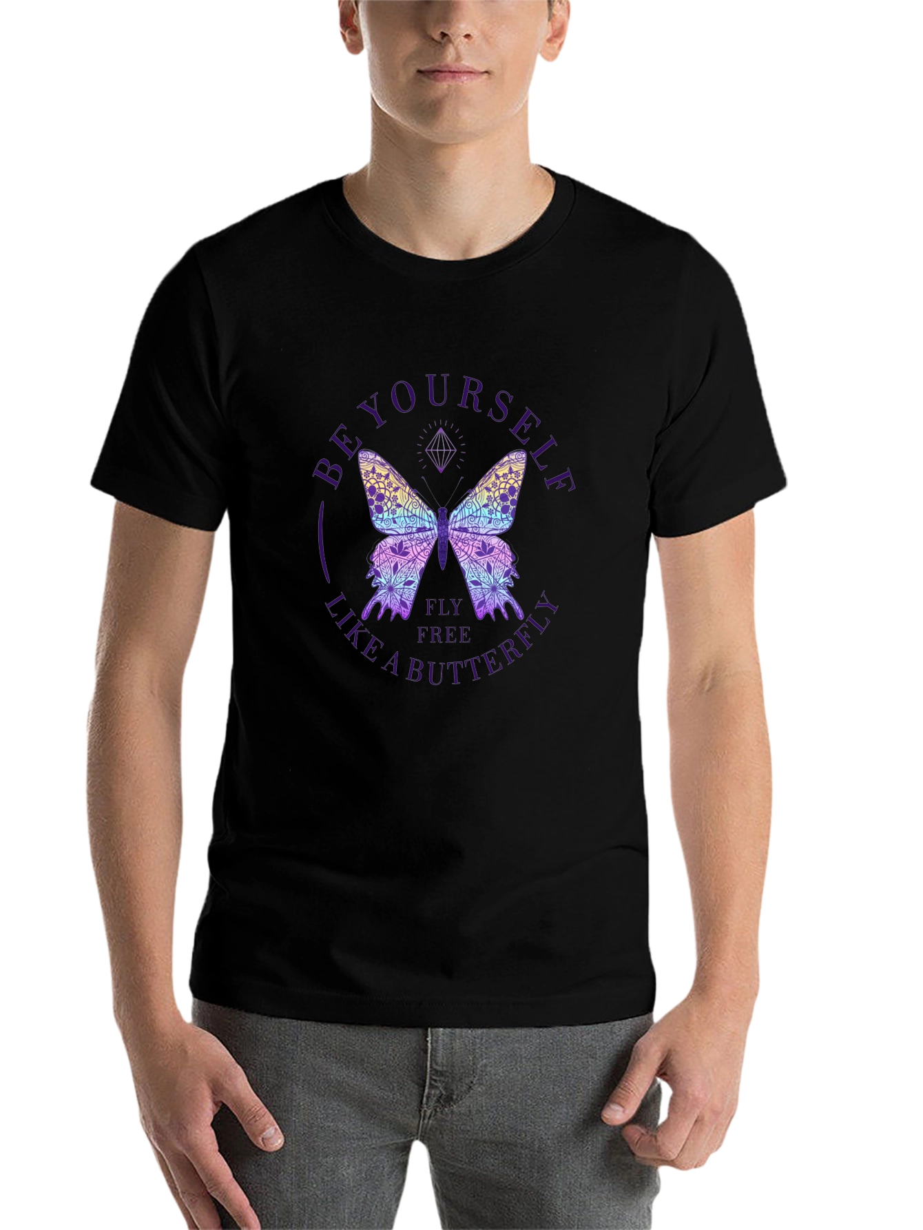 Black Be Yourself Butterfly Graphic Tee view 7