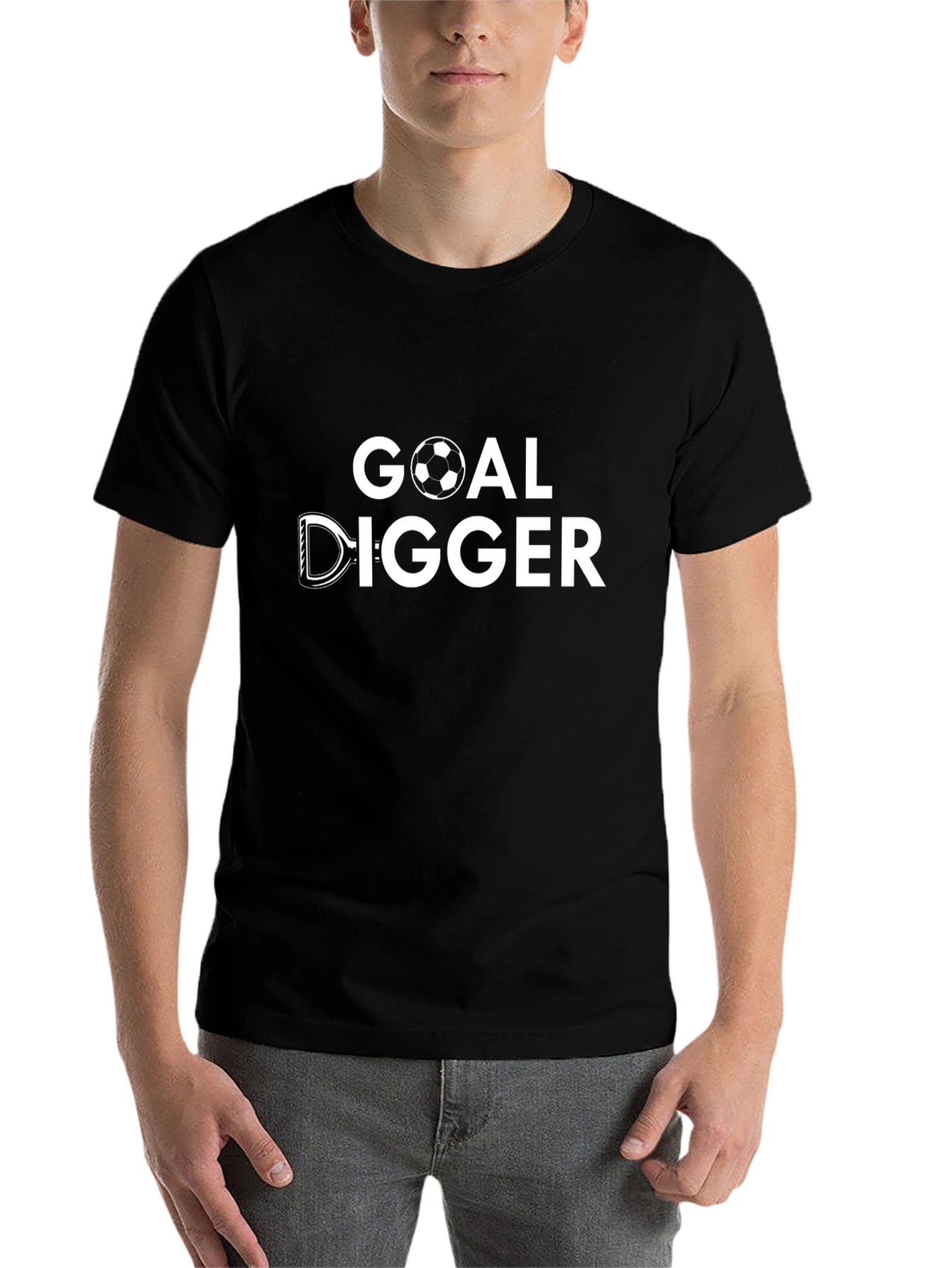 Black Goal Digger Funny Soccer Graphic T-Shirt view 7