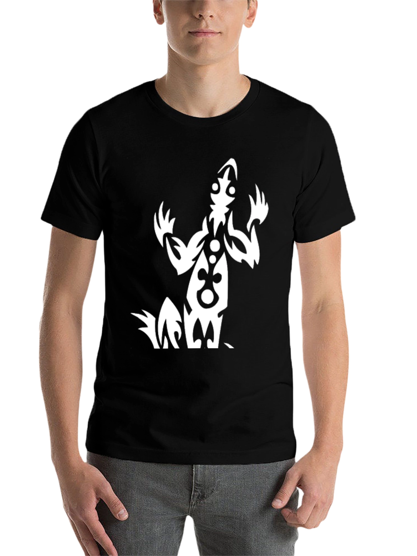 Black Tribal Design Black T-Shirt view 7