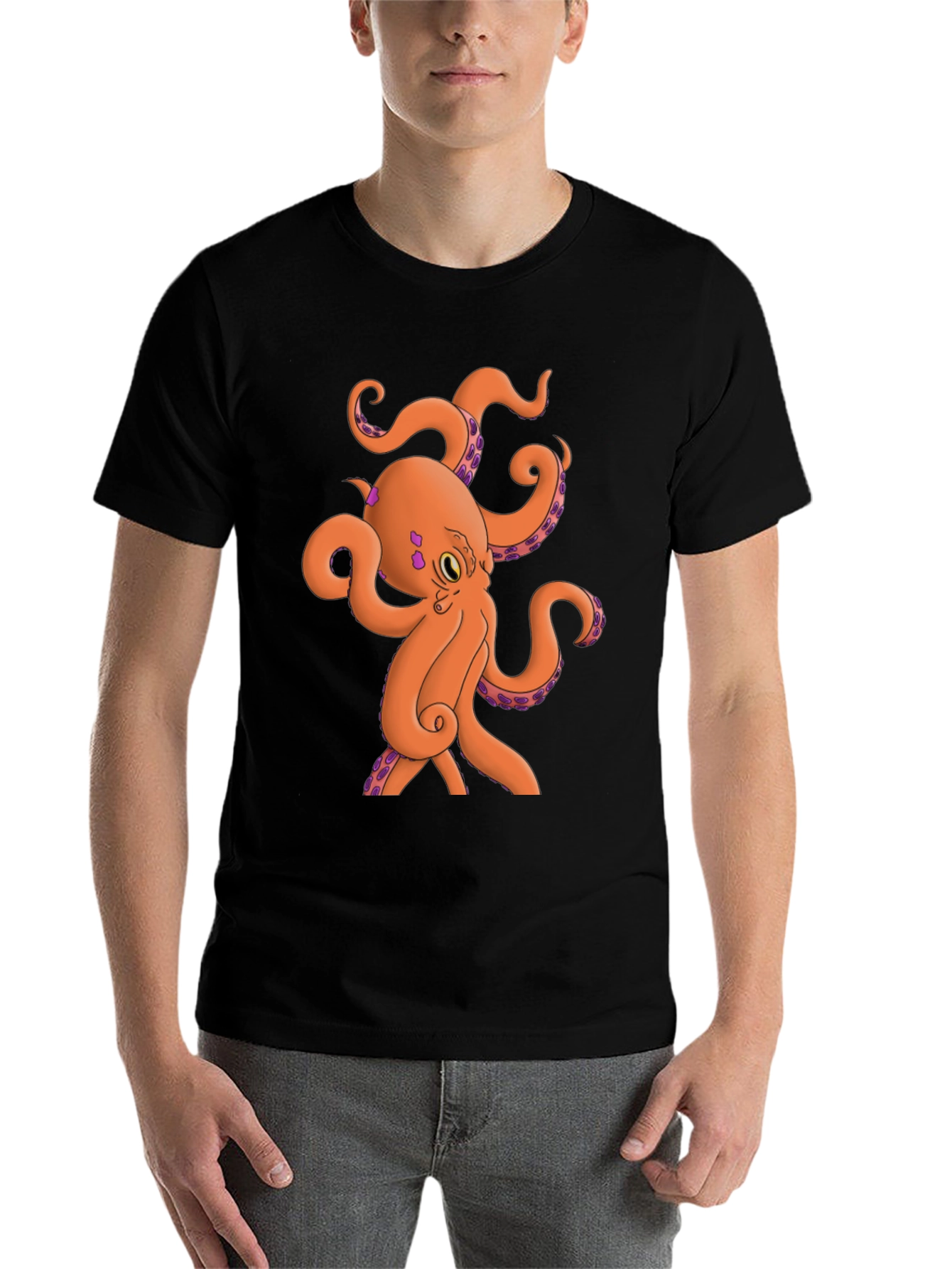 Black Octopus Graphic Tee - Black Cotton Blend view 7