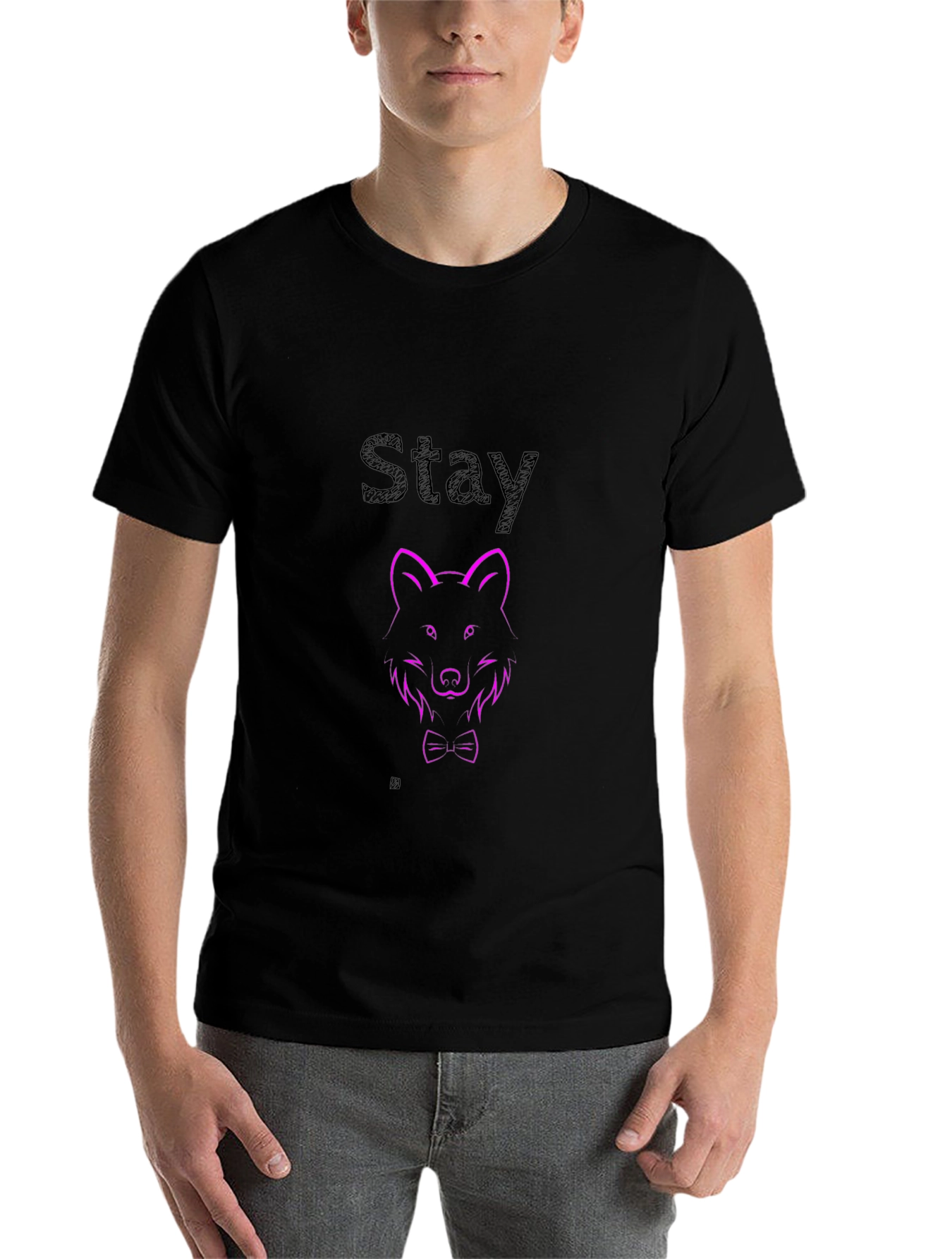 Black Men's Black Wolf Graphic Tee - Stay Stylish view 7