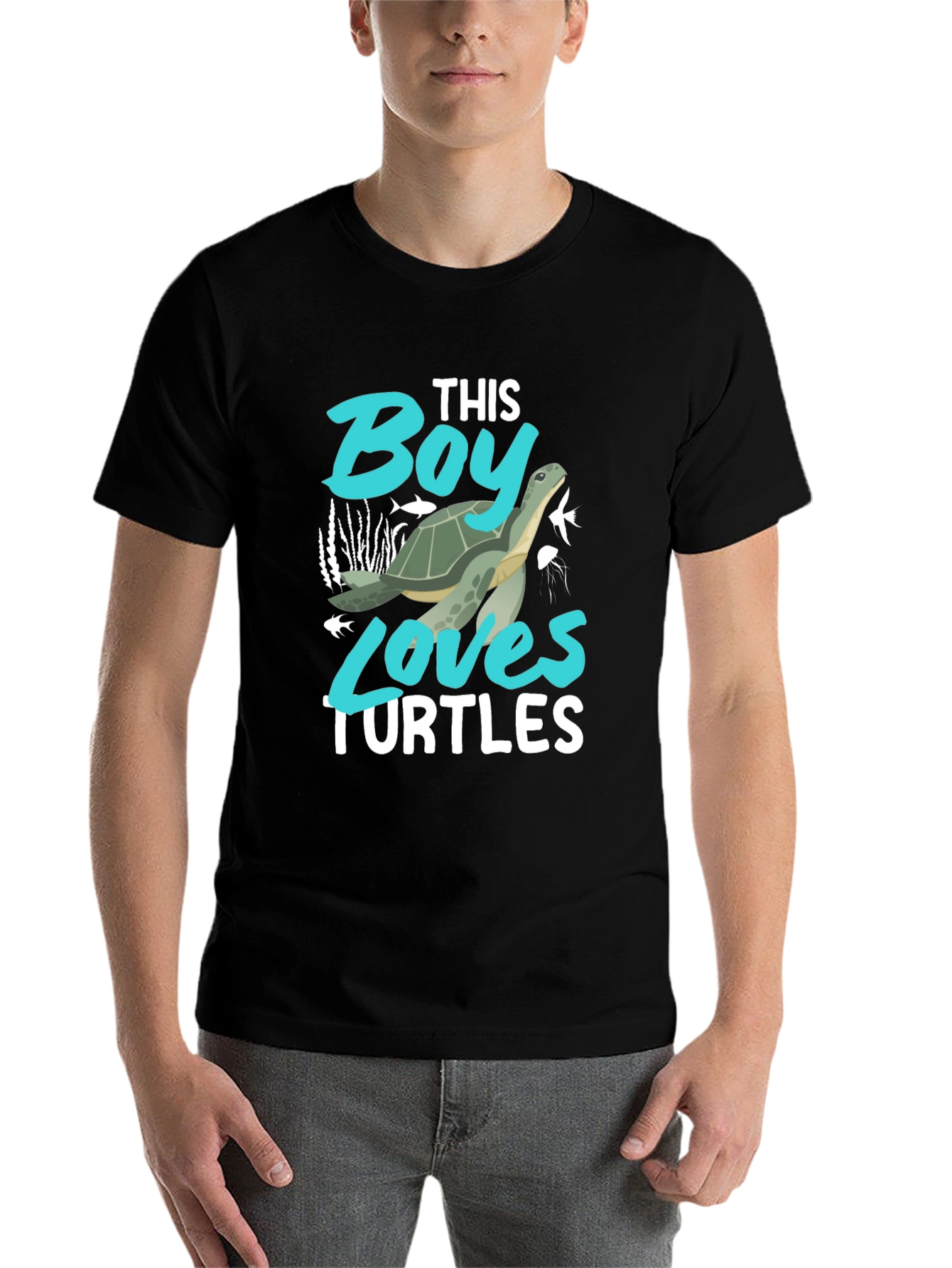 Black Boy Loves Turtles Graphic Tee - Black Cotton Blend view 7