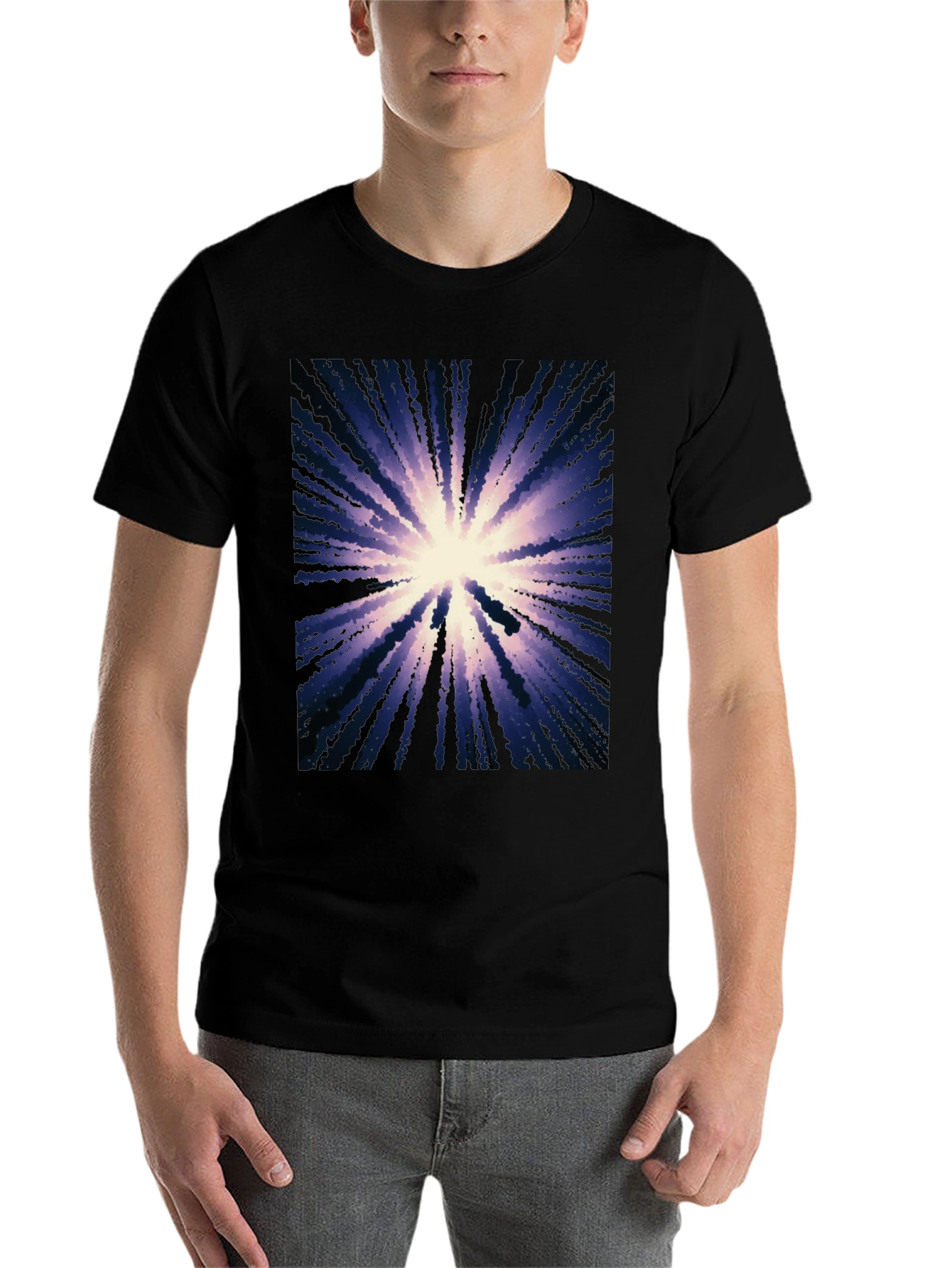 Black Abstract Burst Graphic Black T-Shirt view 7