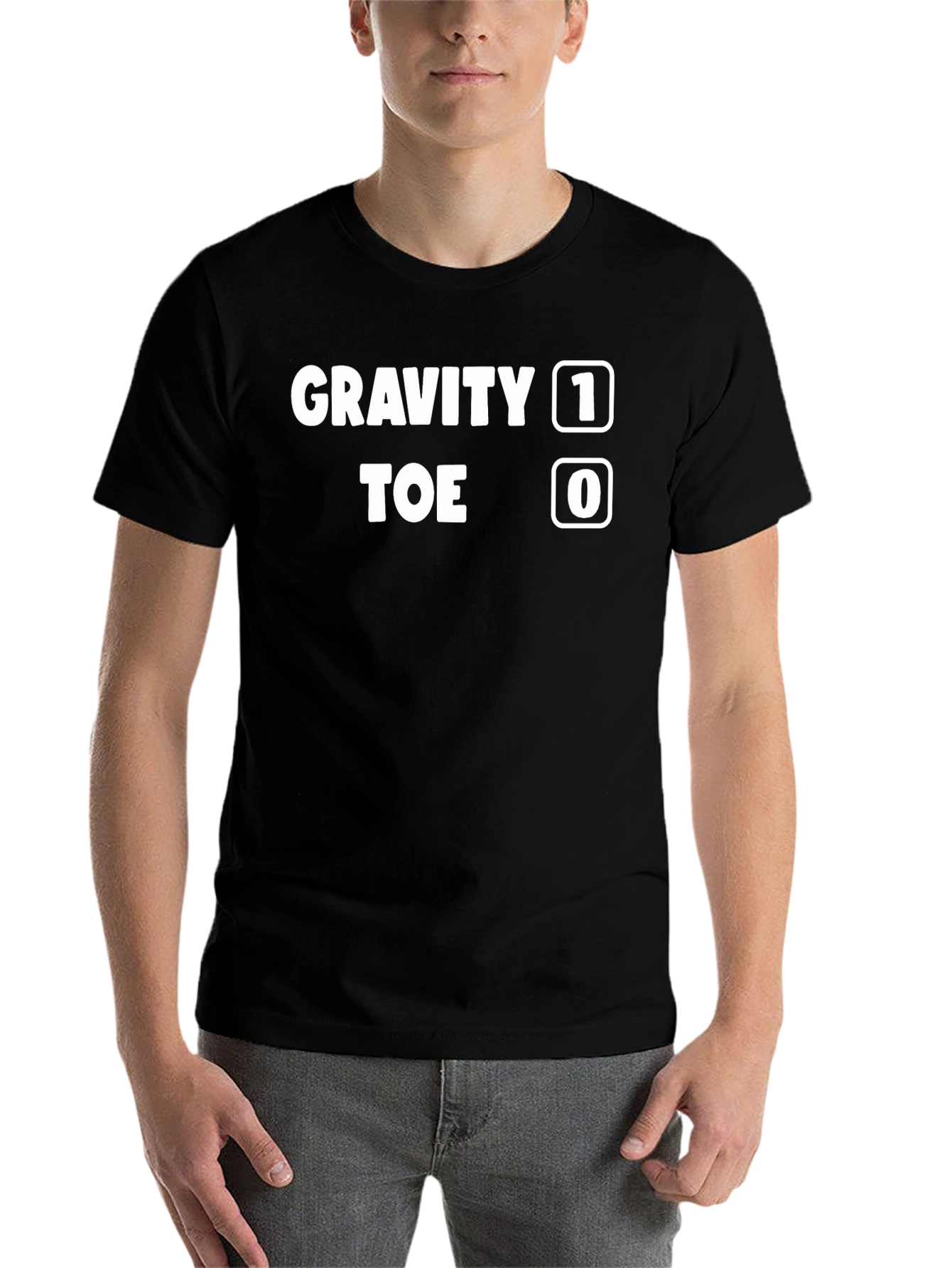 Black Gravity 1 Toe 0 Funny Graphic Tee - Casual Style view 7