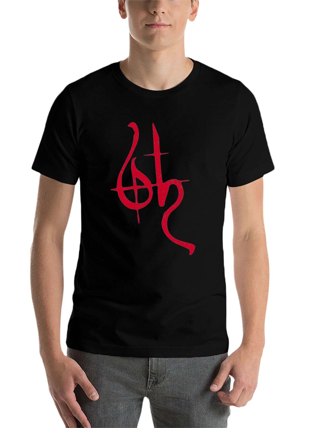 Black Black T-Shirt with Red Occult Symbol view 7