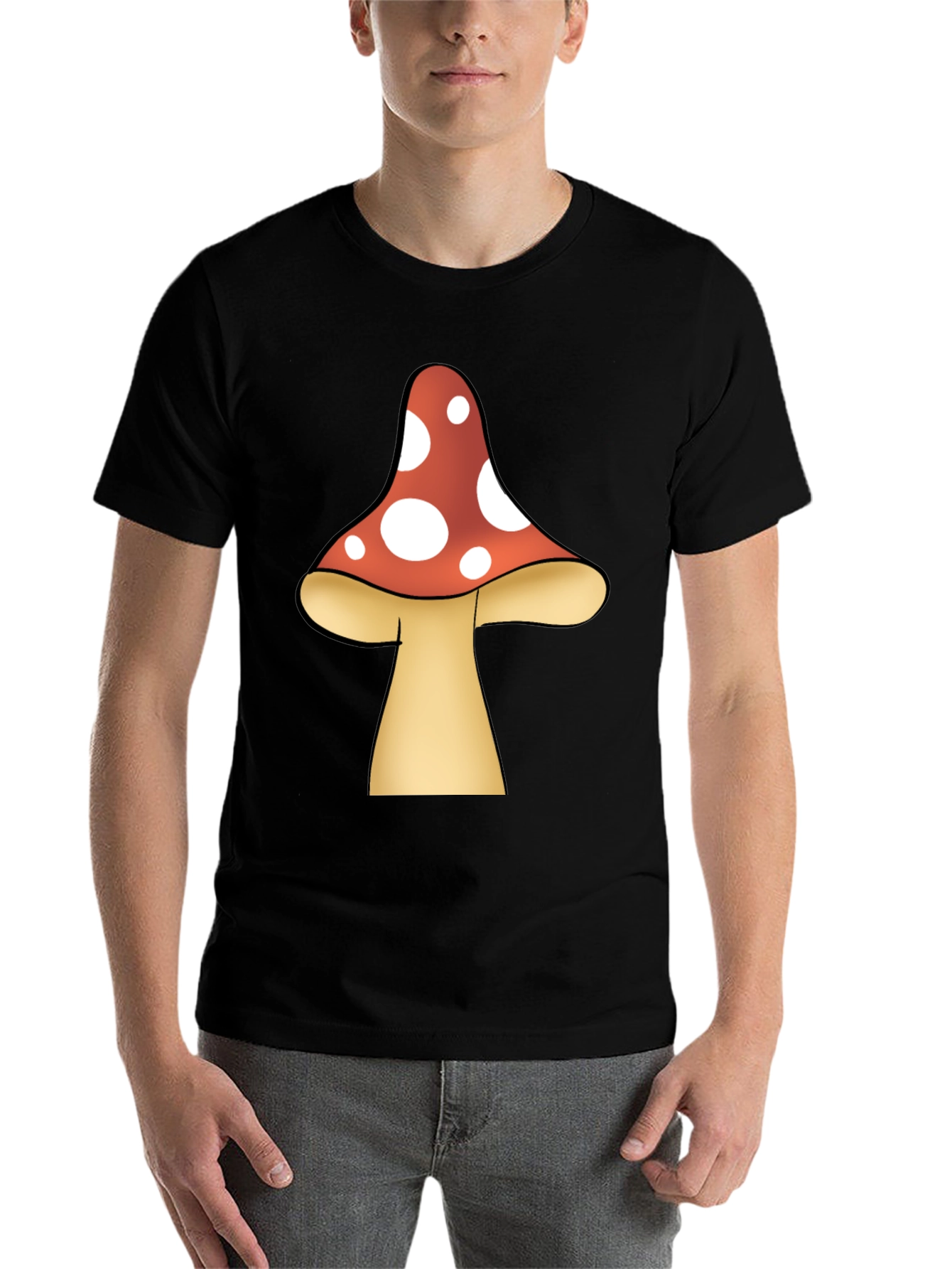 Black Mushroom Graphic Tee - Funky Black T-Shirt view 7