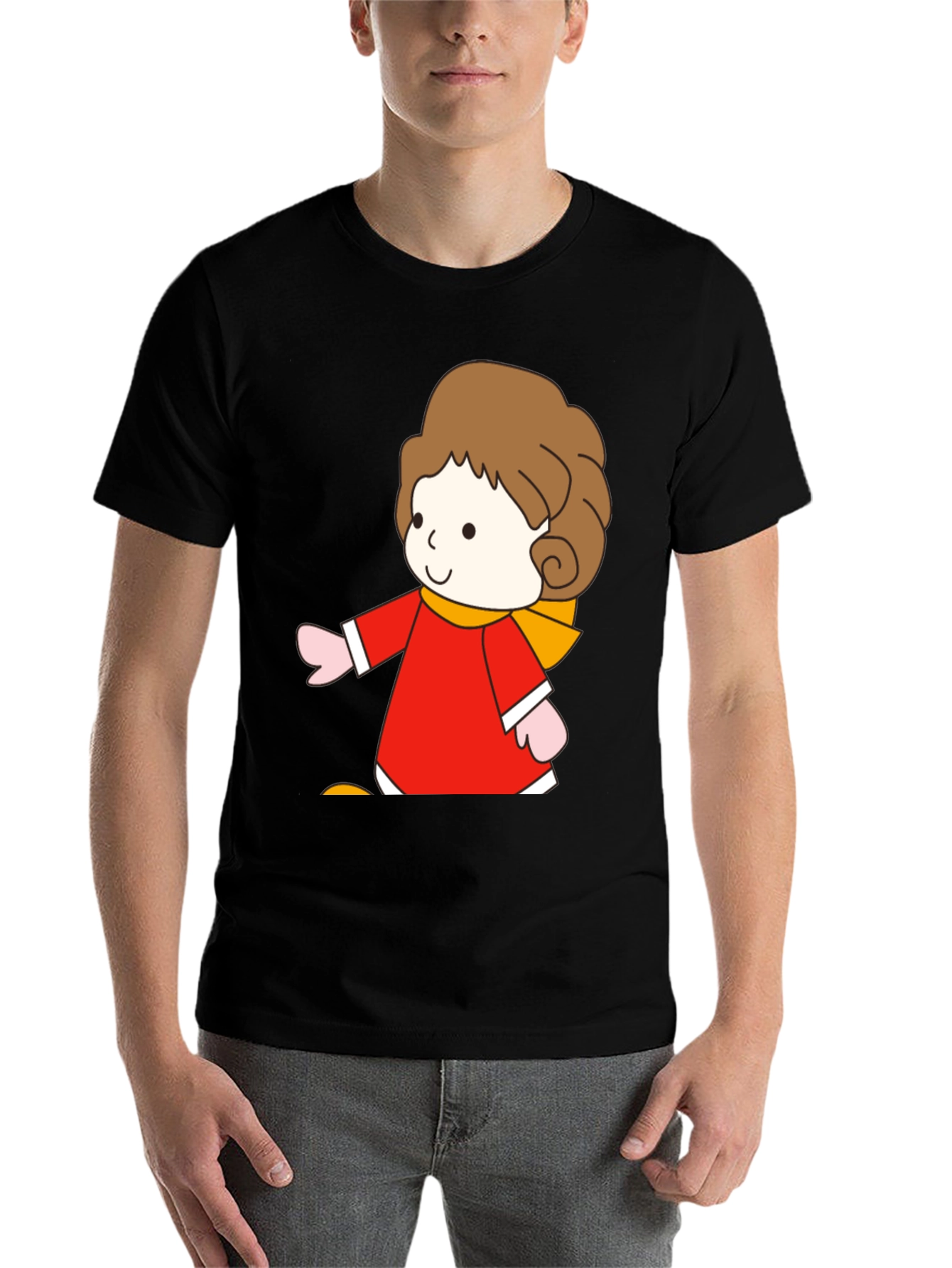Black Cartoon Girl Graphic Tee - Soft Cotton Blend view 7
