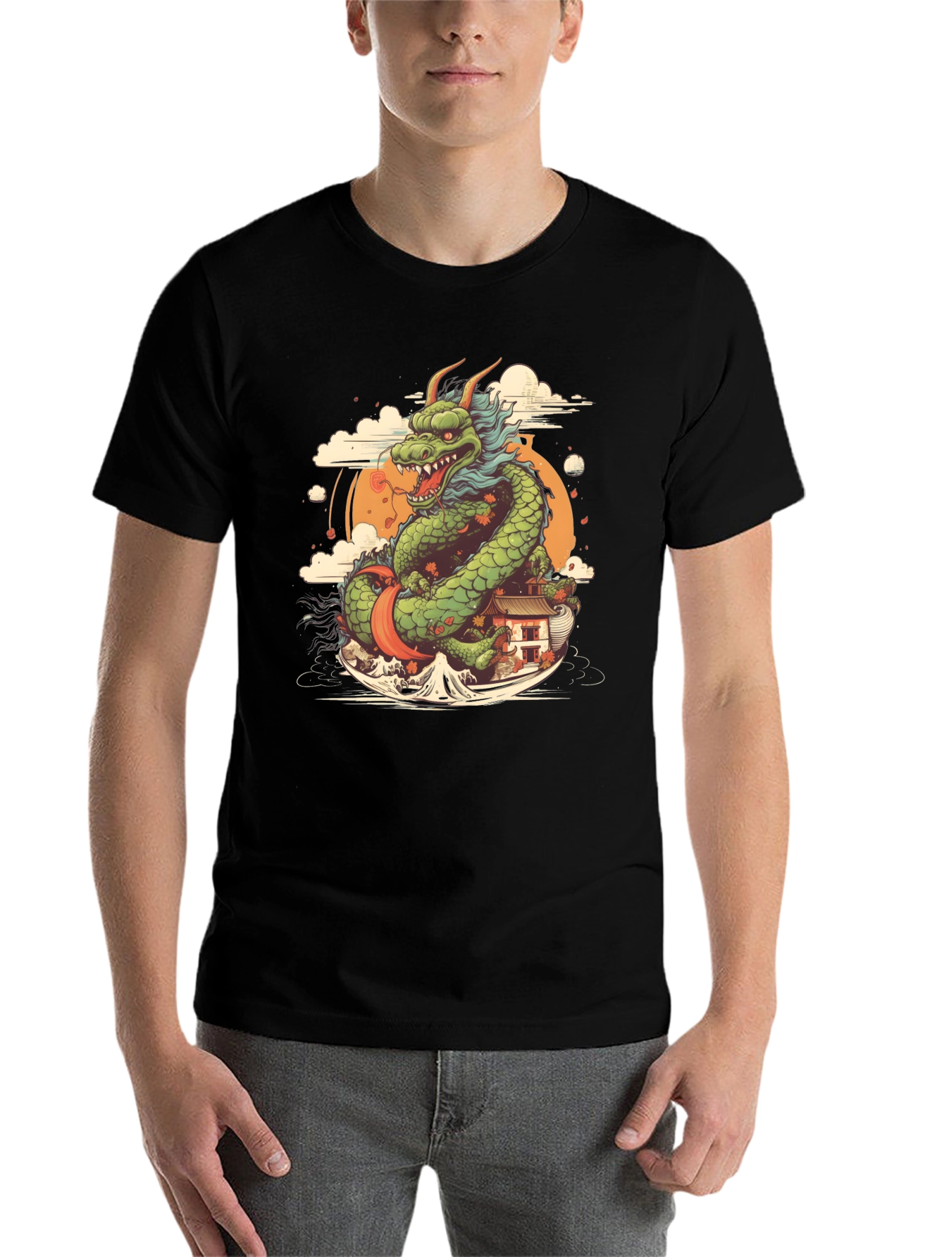 Black Dragon Graphic Tee - Japanese Art Inspired view 7