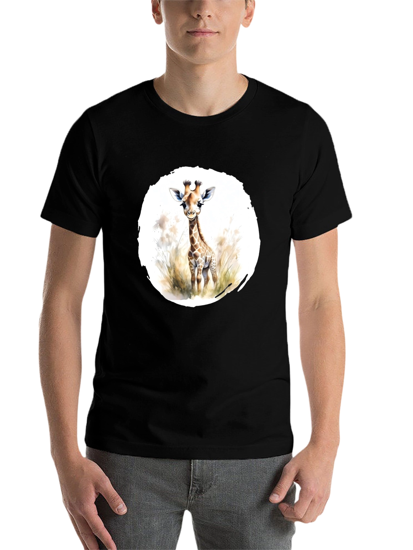 Black Giraffe Graphic Tee - Unisex Black T-Shirt view 7