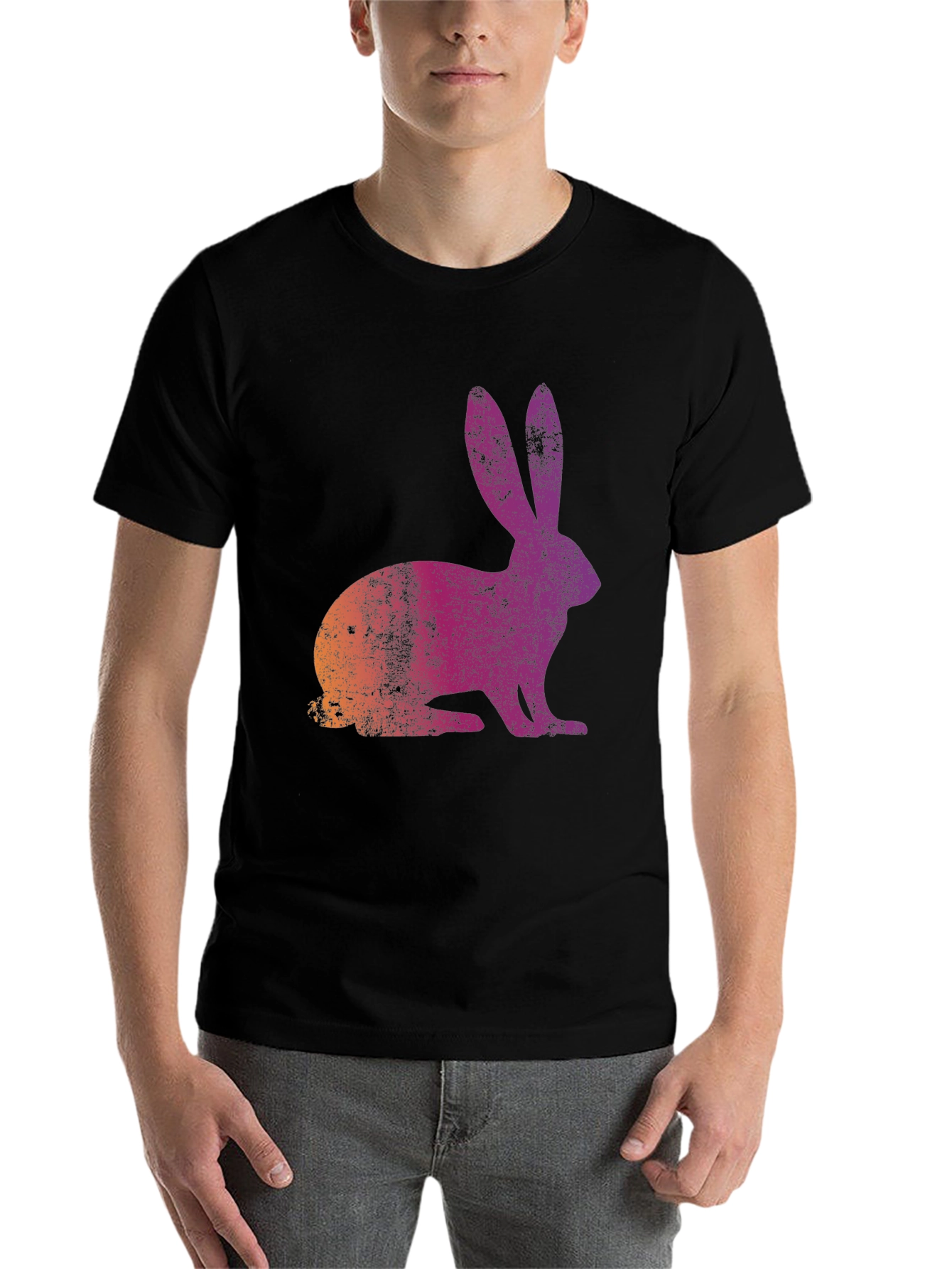 Black Retro Rabbit Graphic Tee view 7