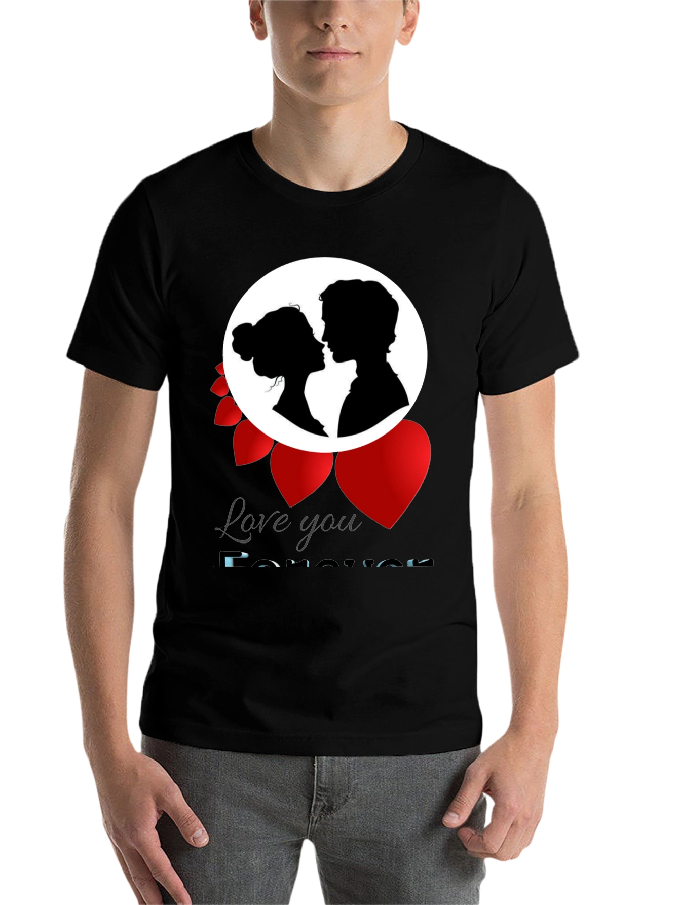 Black Love You Forever T-Shirt Romance Valentine's Gift view 7