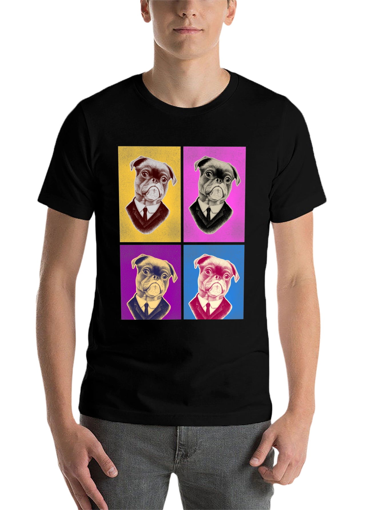 Black Pop Art Pug T-Shirt - Stylish Graphic Tee view 7