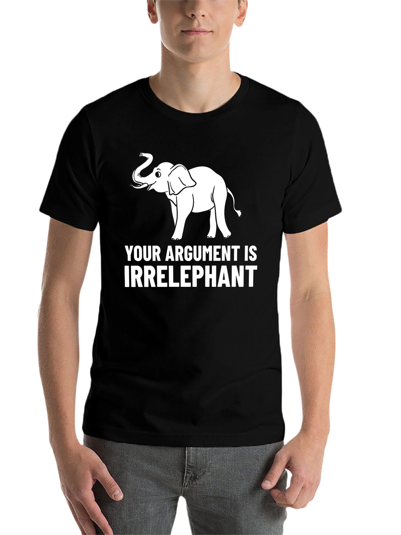 Black Irrelephant Graphic Tee - Funny Animal Pun T-Shirt view 7