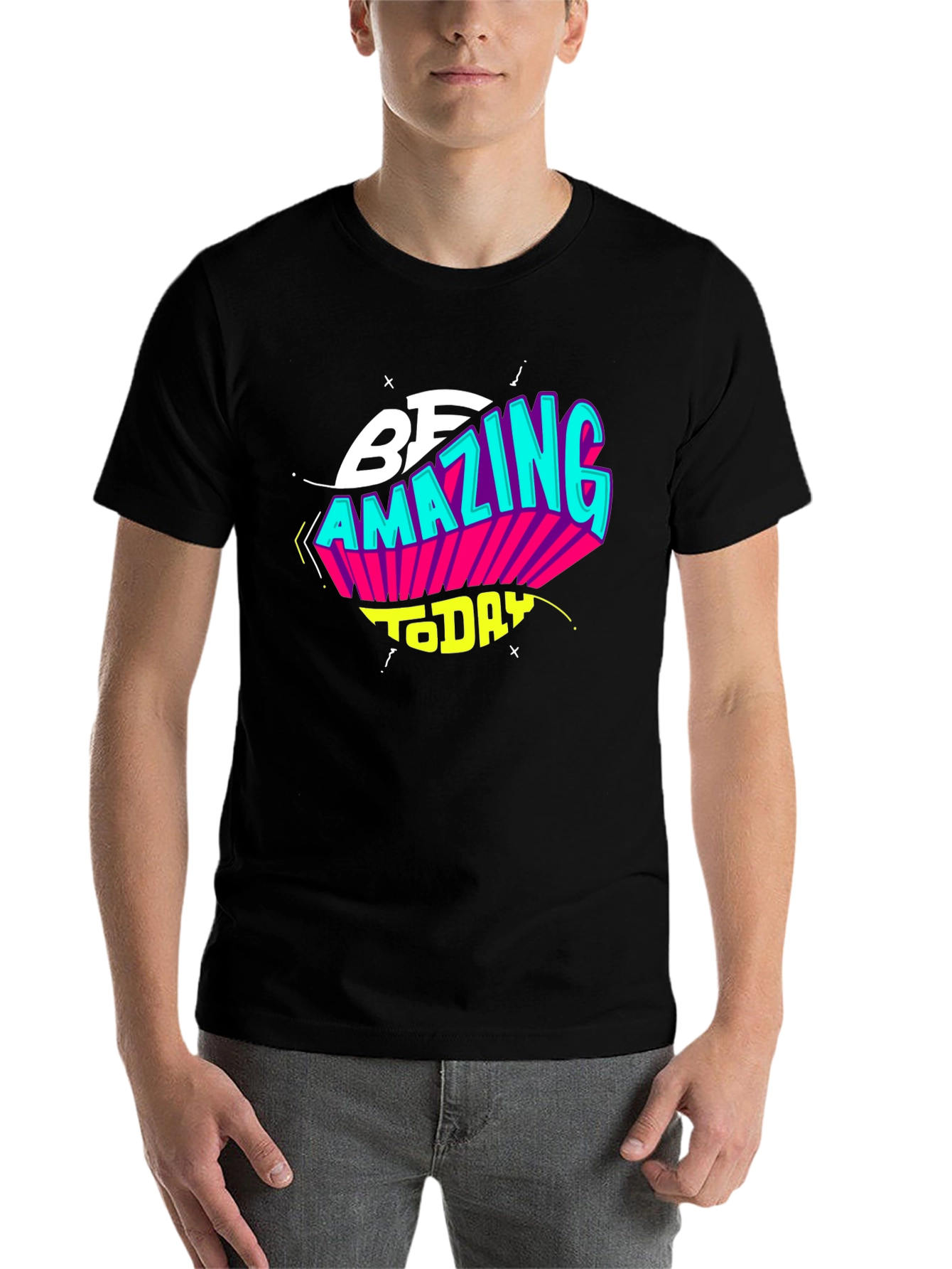 Black Be Amazing Today Black Graphic T-Shirt view 7