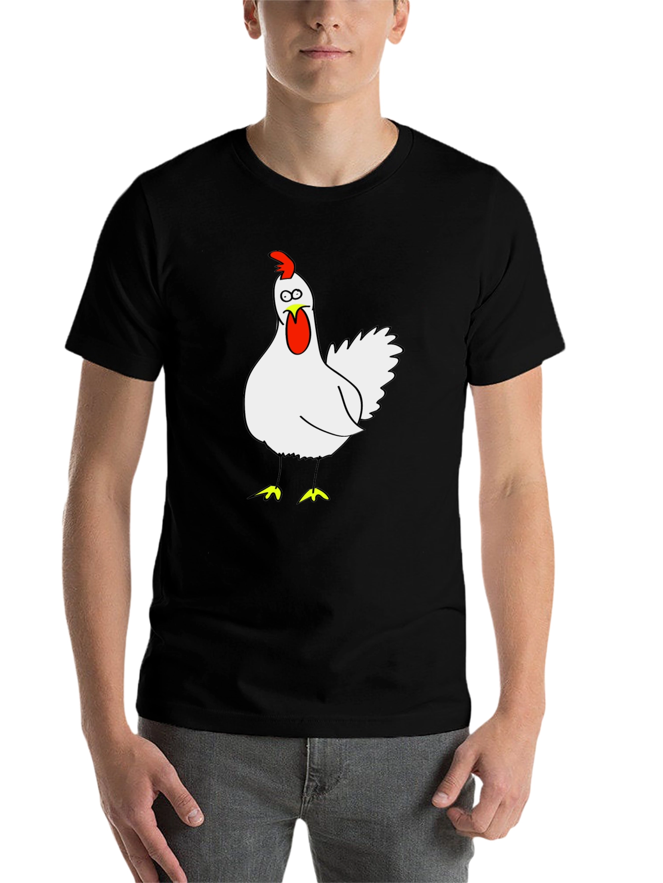 Black Funny Chicken Graphic Tee - Black Cotton T-Shirt view 7